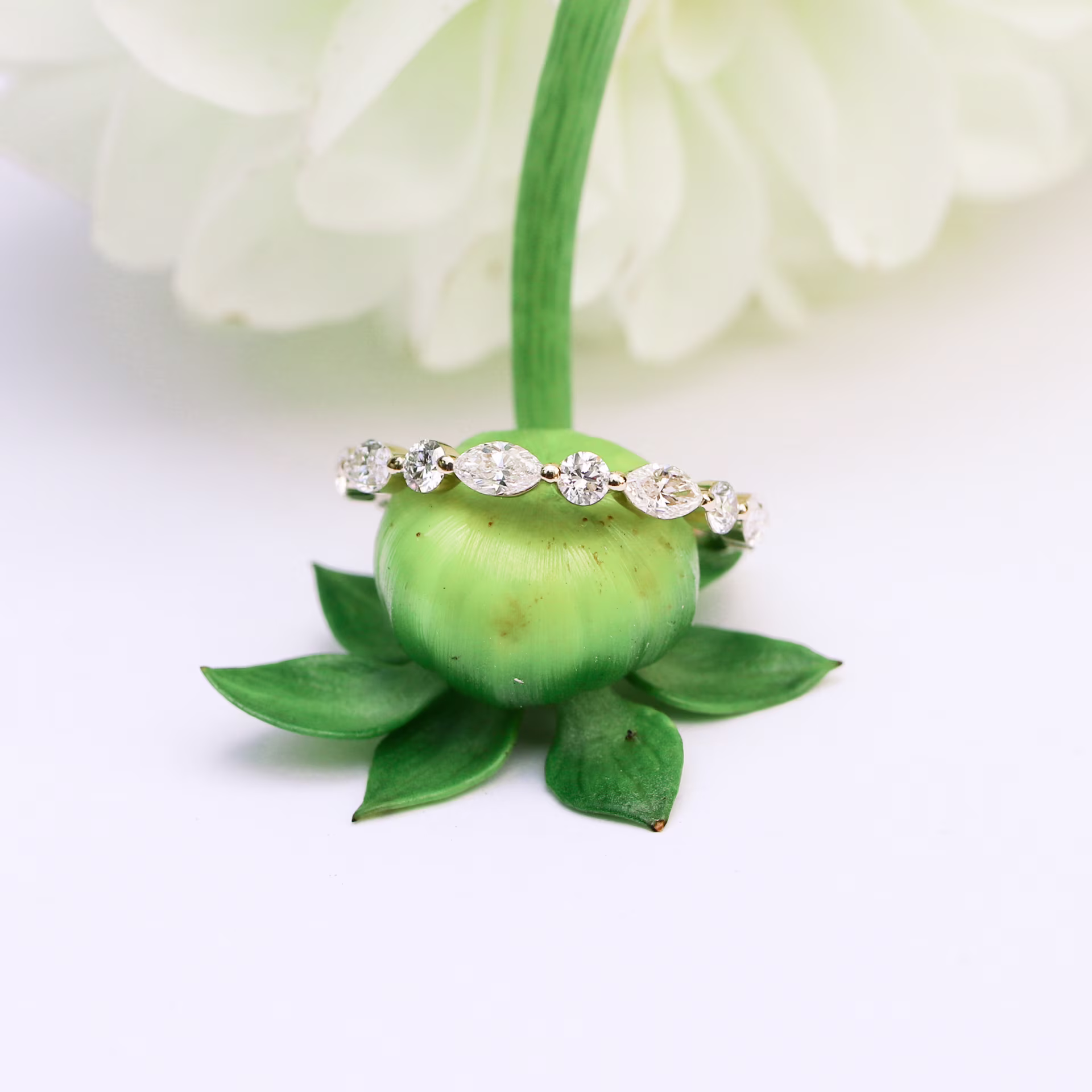 1.2 ctw Lab Diamonds Marquise and Round East-West Eternity Band in 14k Yellow Gold (Main View)