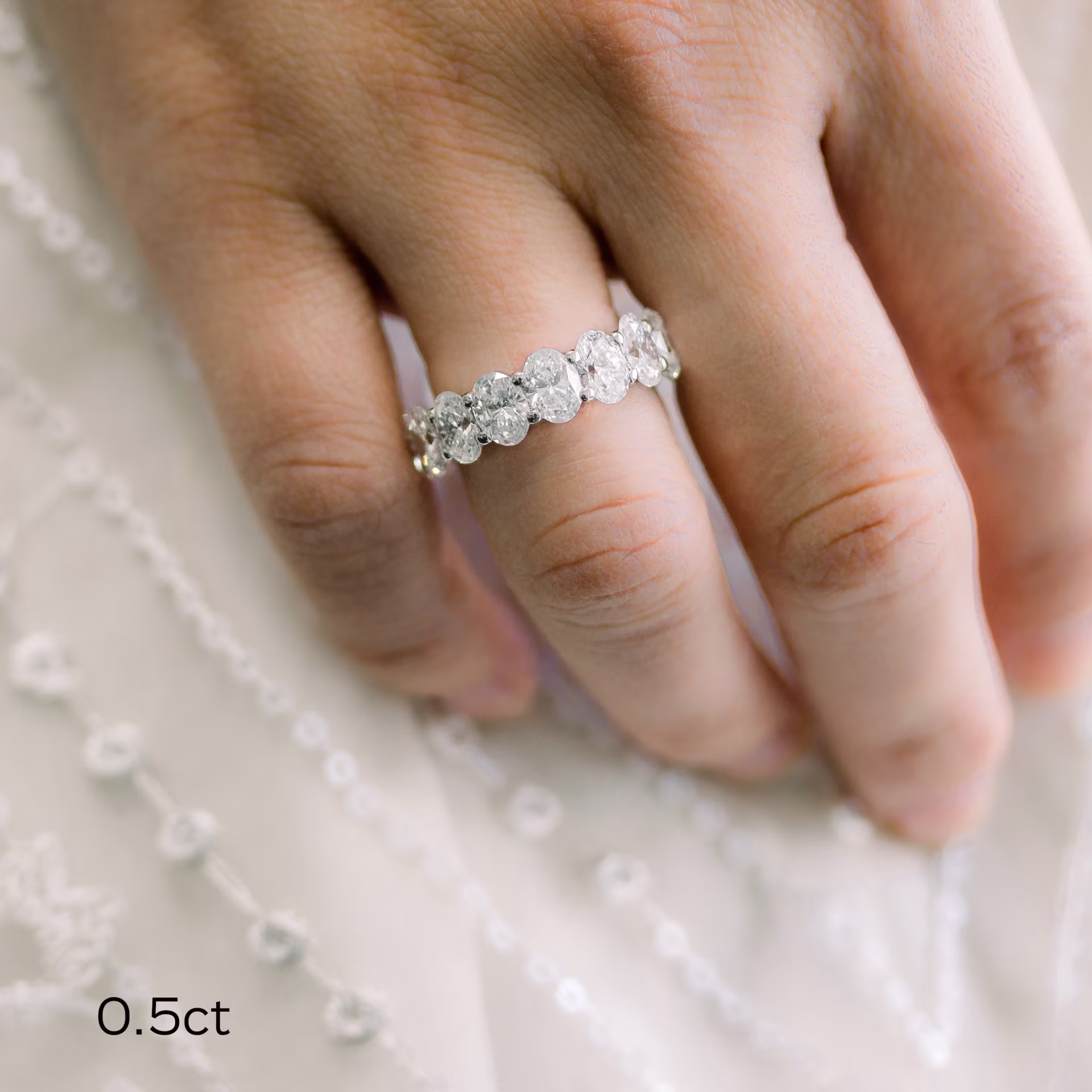 Exceptional Quality 3.5 Carat Created Diamonds set in Platinum Oval French U Seven Stone in Platinum 3.5ctw (Main View)