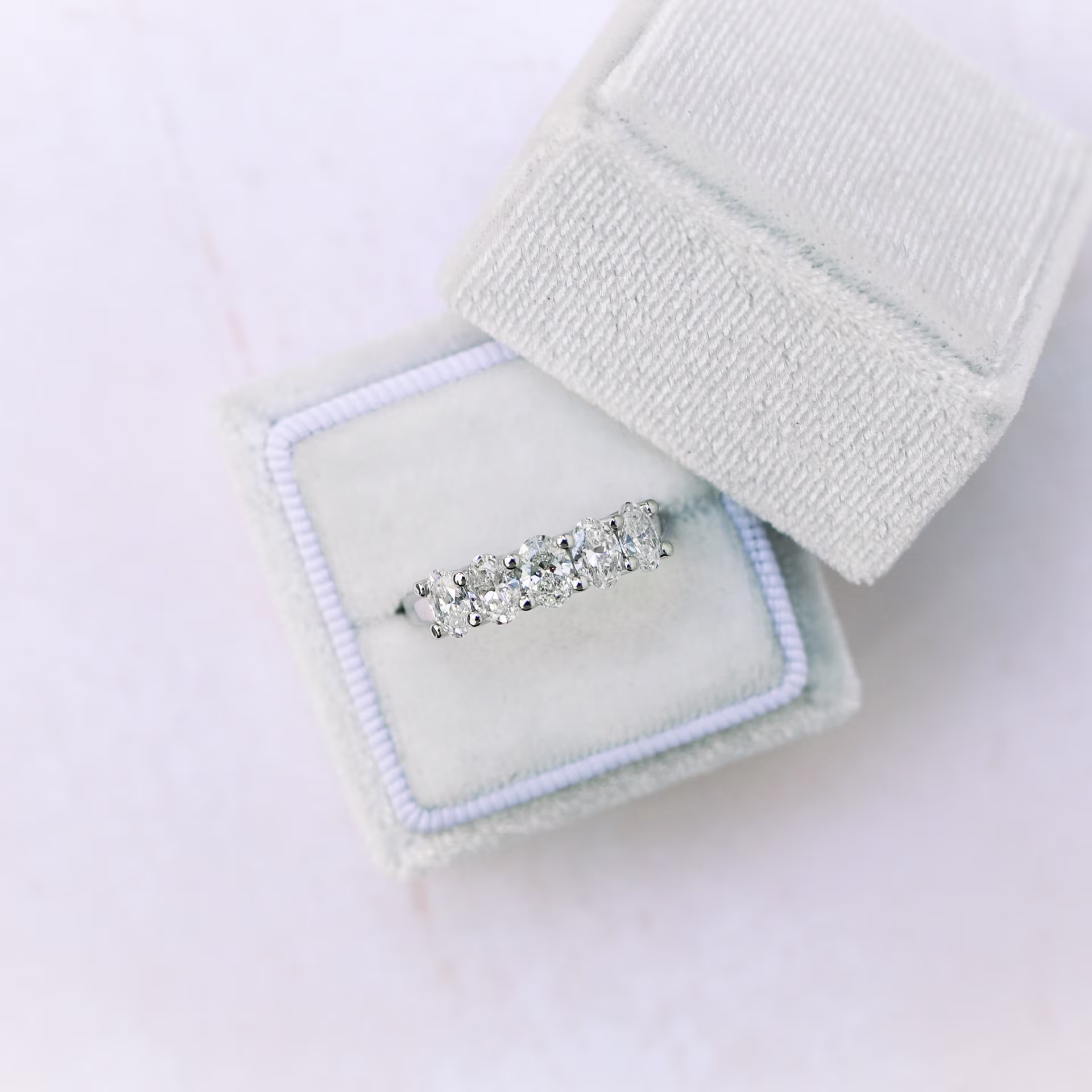 High Quality 2.0 ct Diamonds Oval French U Seven Stone in Platinum 2ctw in Platinum (Main View)