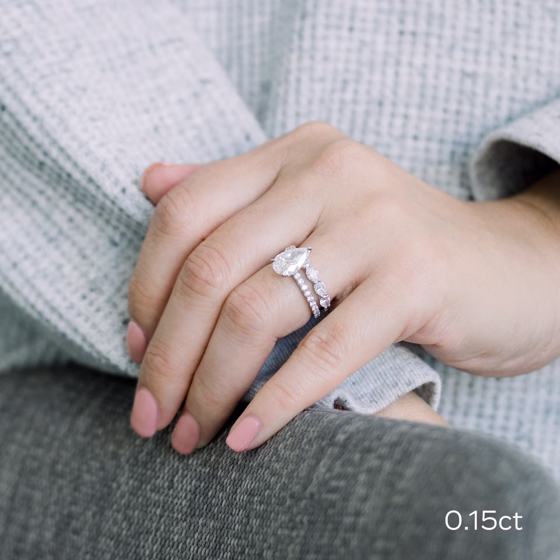 1.0 Carat Lab Diamonds Oval East-West Seven Stone in Platinum (Side View)