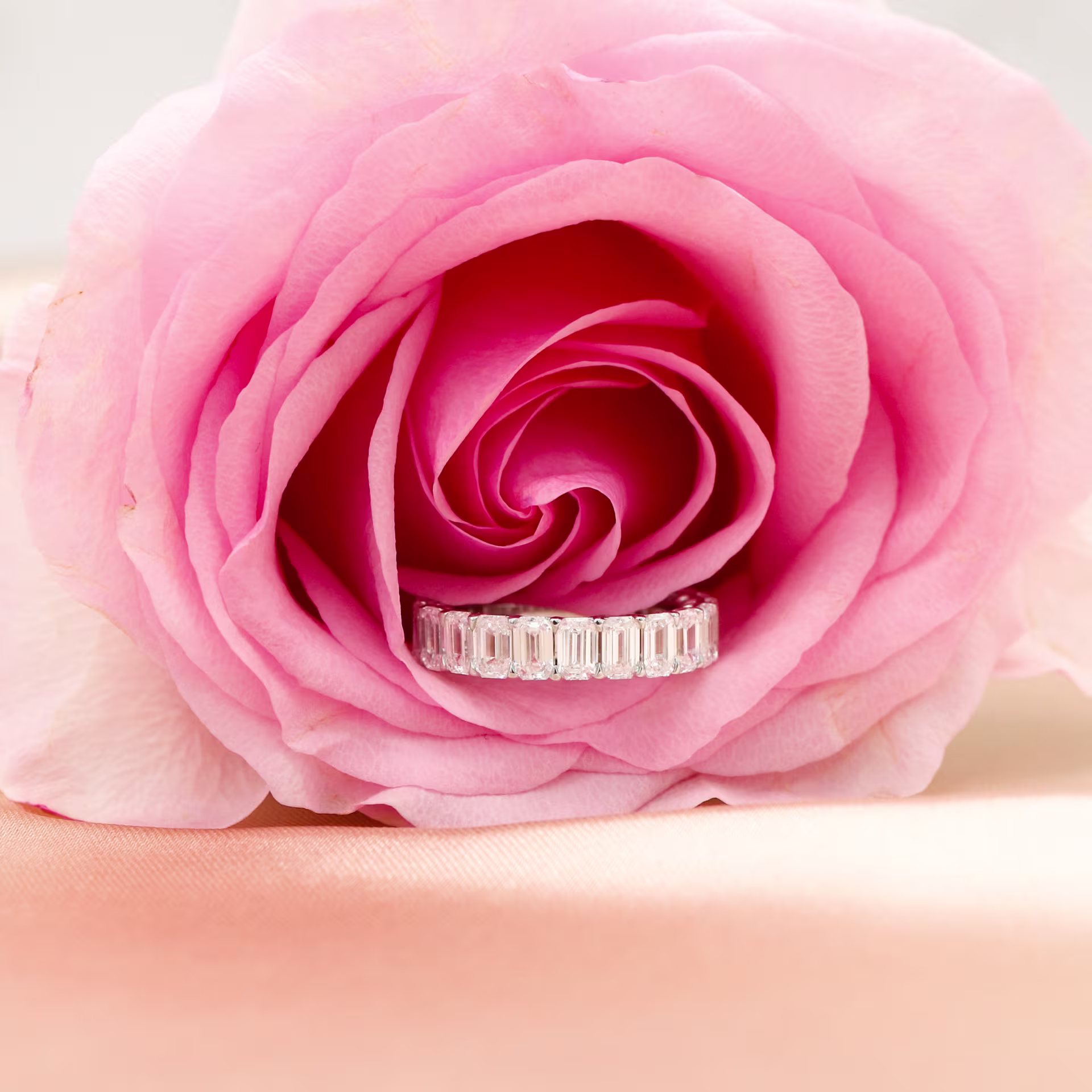 2.5 Carat Lab Diamonds 2.5ctw Emerald Cut Diamond Half Eternity Band in 18k White Gold in 18k White Gold (Main View)