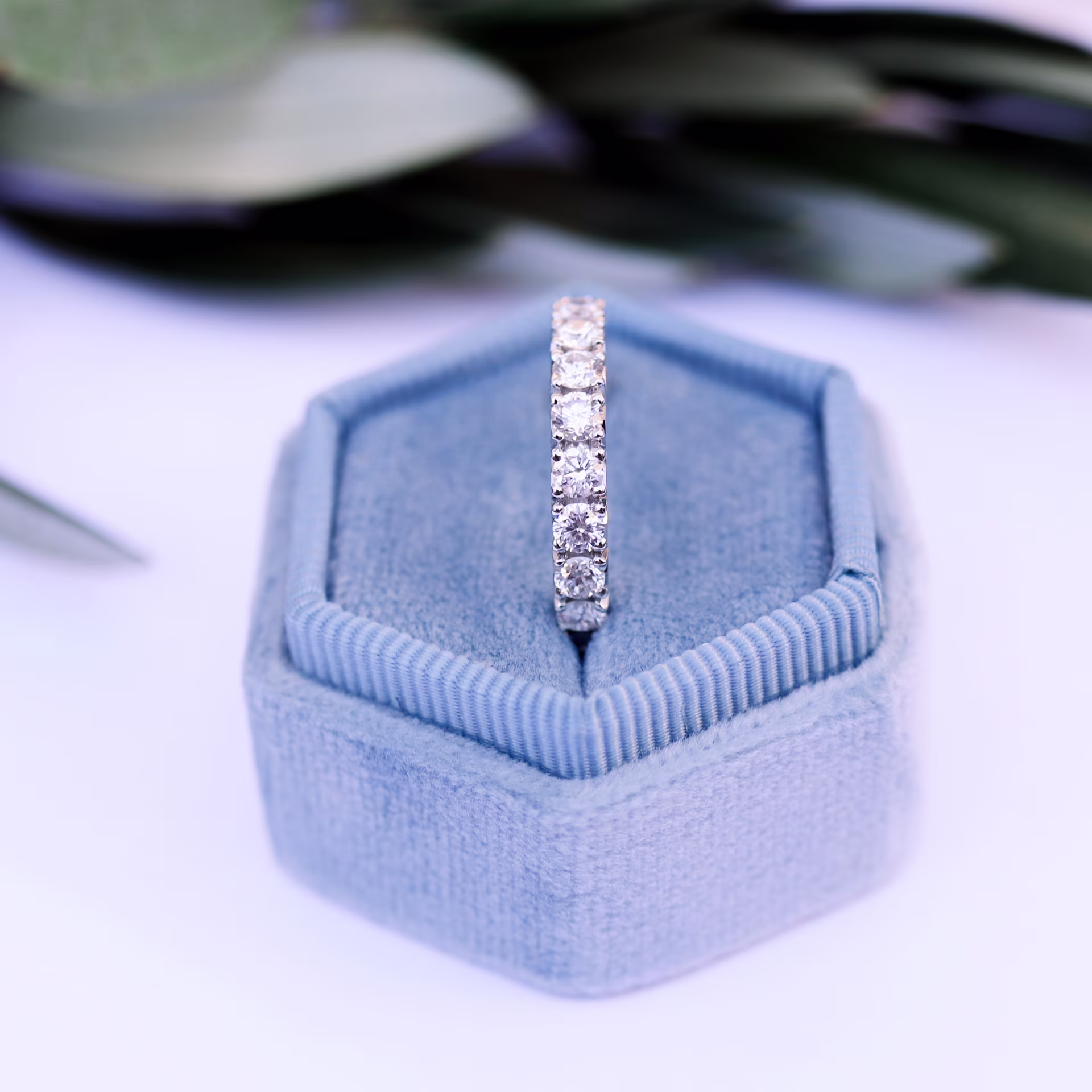 1.75 ct Round Brilliant Diamonds French Pavé Eternity Band in Platinum 1.75ctw in Platinum (Side View)