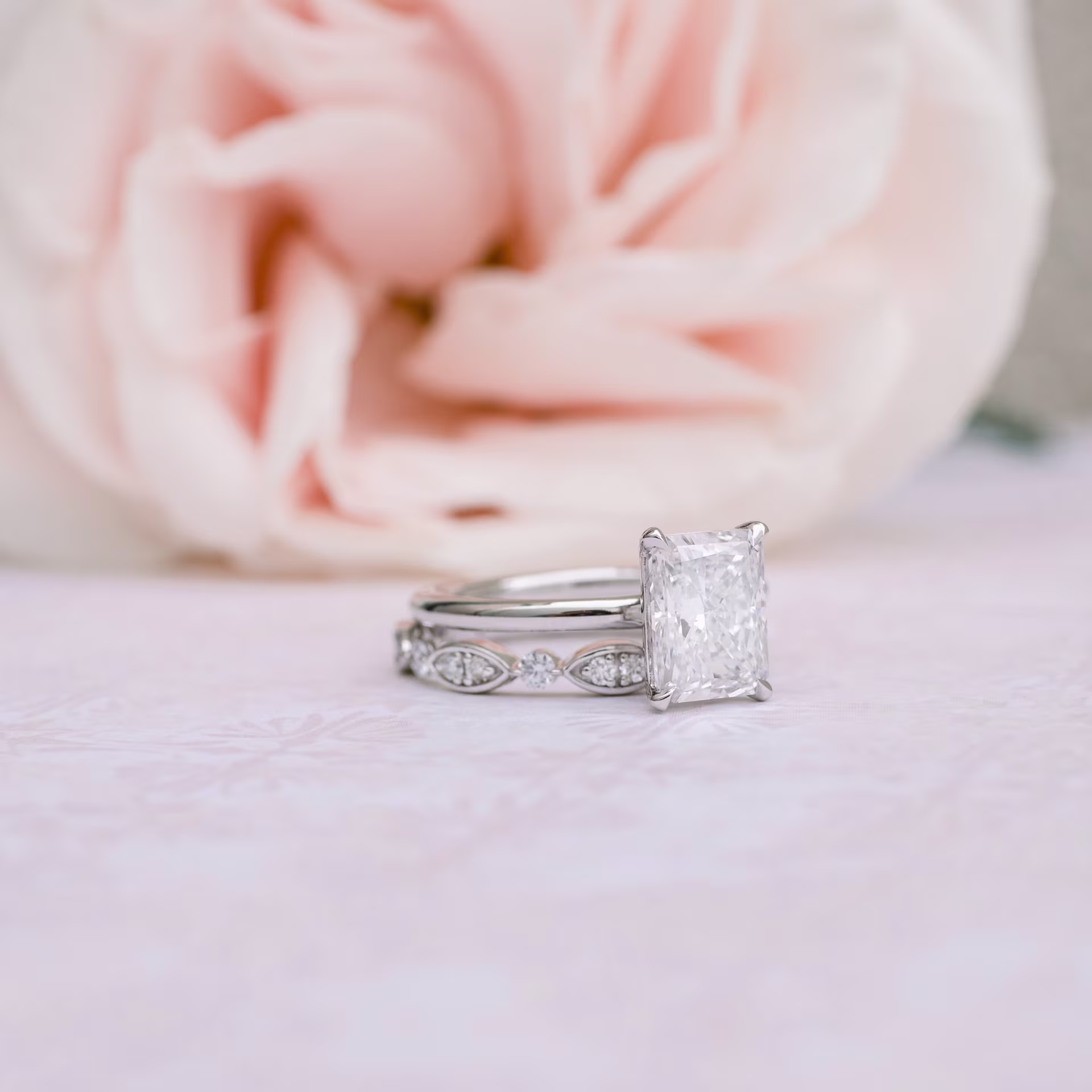 Platinum Leaf Three Quarter Band featuring 0.25 ct Round Brilliant Lab Diamonds (Main View)