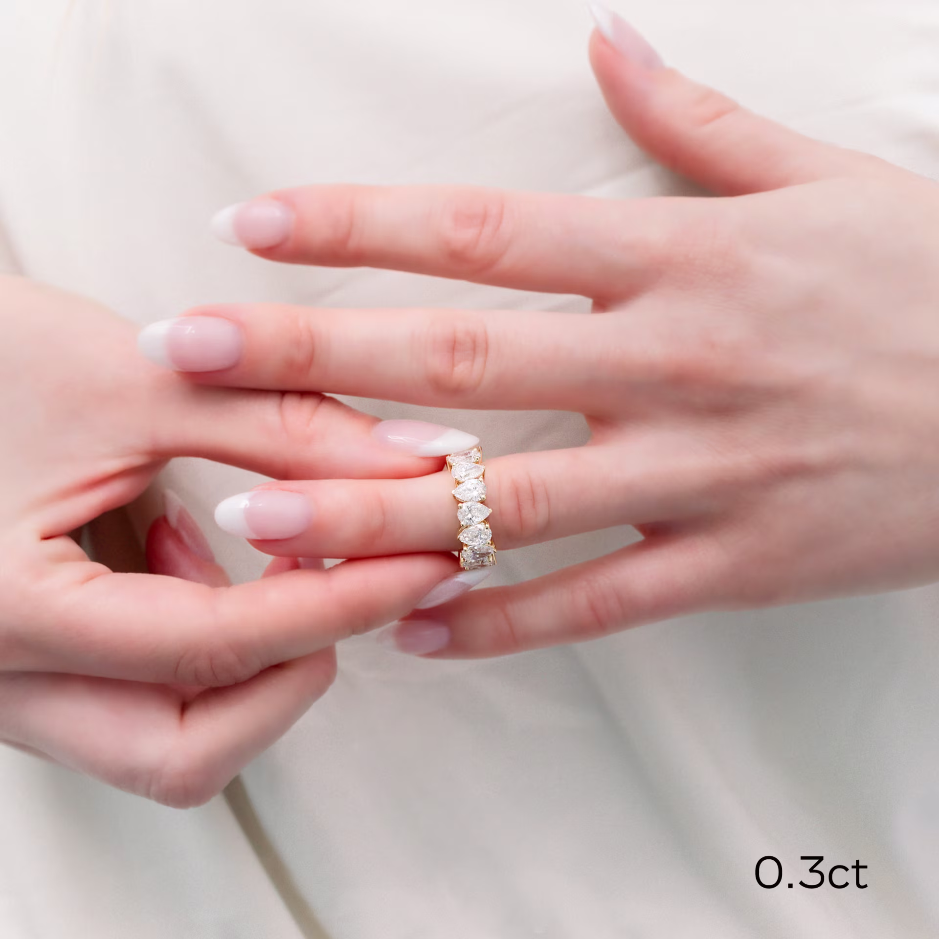 14k Yellow Gold 5.5ctw Pear Cut Diamond Alternating Eternity Band in 14k Yellow Gold featuring 5.5 Carat Diamonds (Main View)