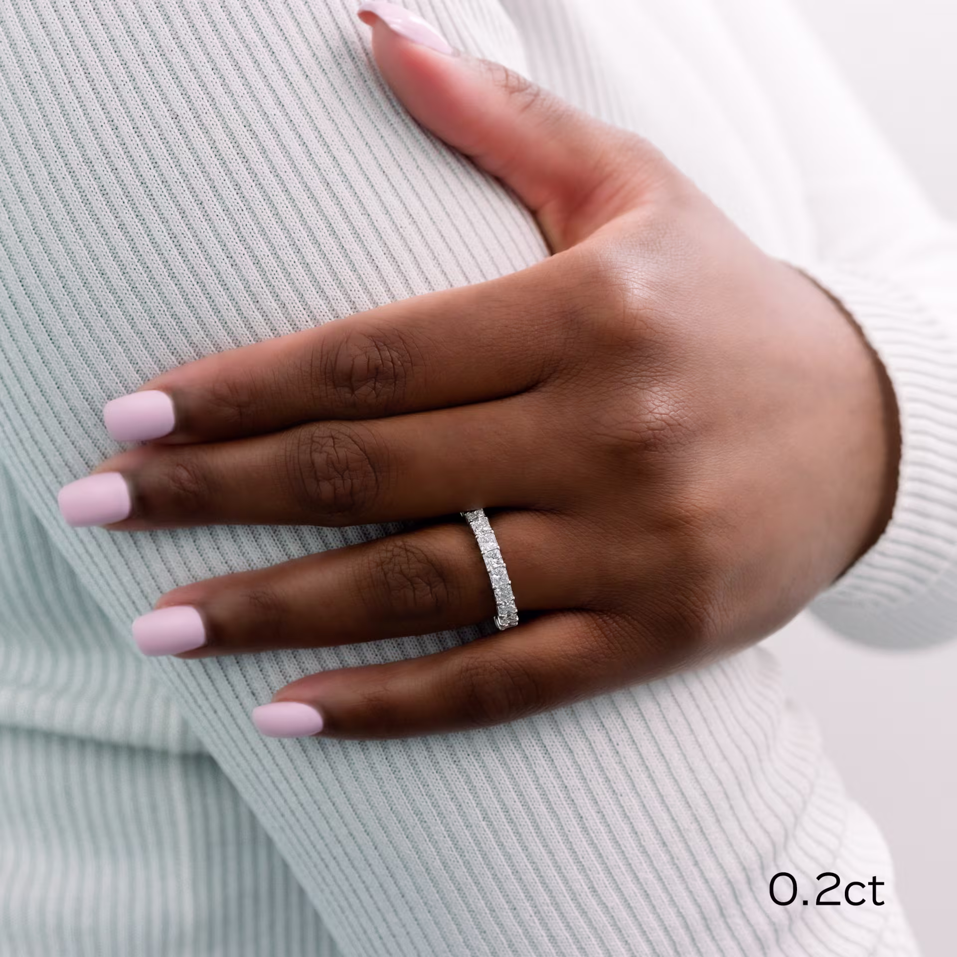 4.0 Carat Lab Diamonds set in Platinum Princess Eternity Band (Side View)