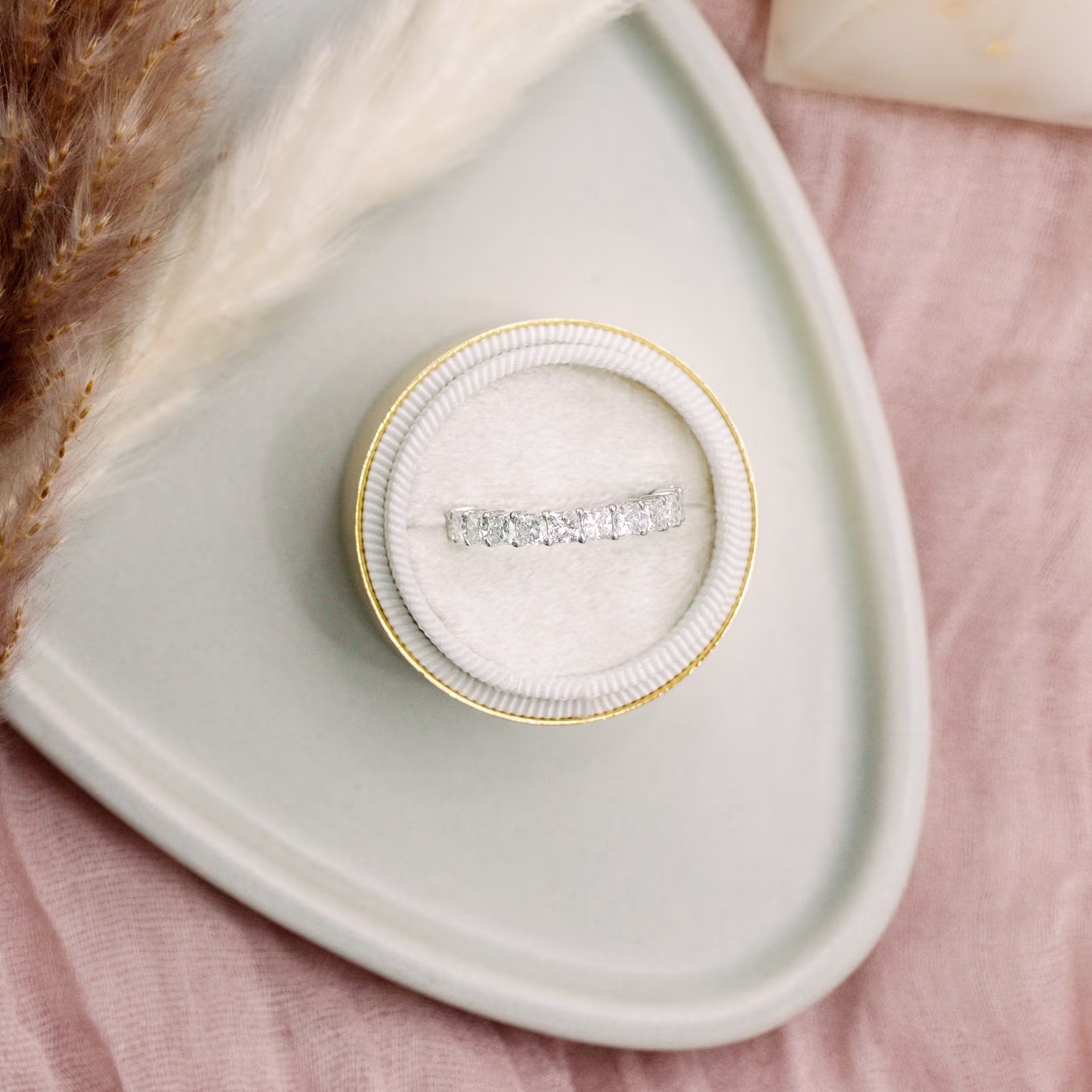 3.0 Carat Lab Diamonds set in Platinum Princess Three Quarter Band (Main View)