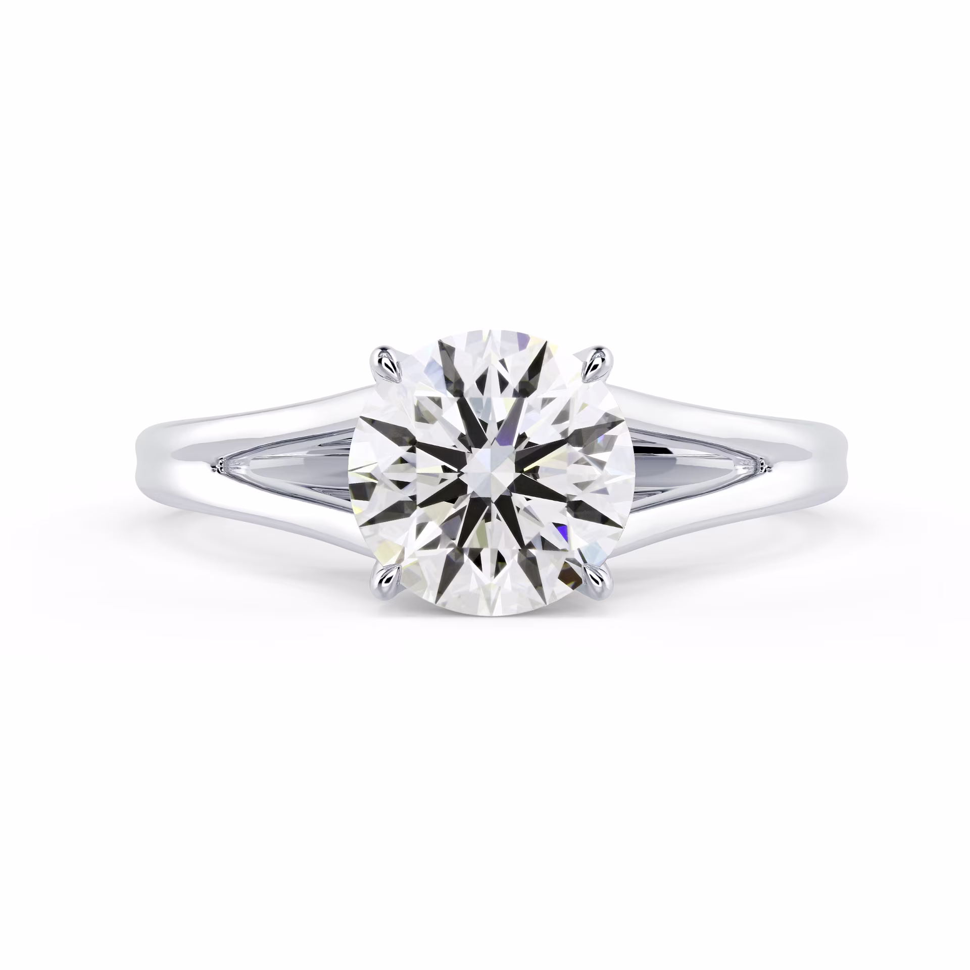 Lab Diamonds set in White Gold Split Shank Solitaire Diamond Engagement Ring (Main View)