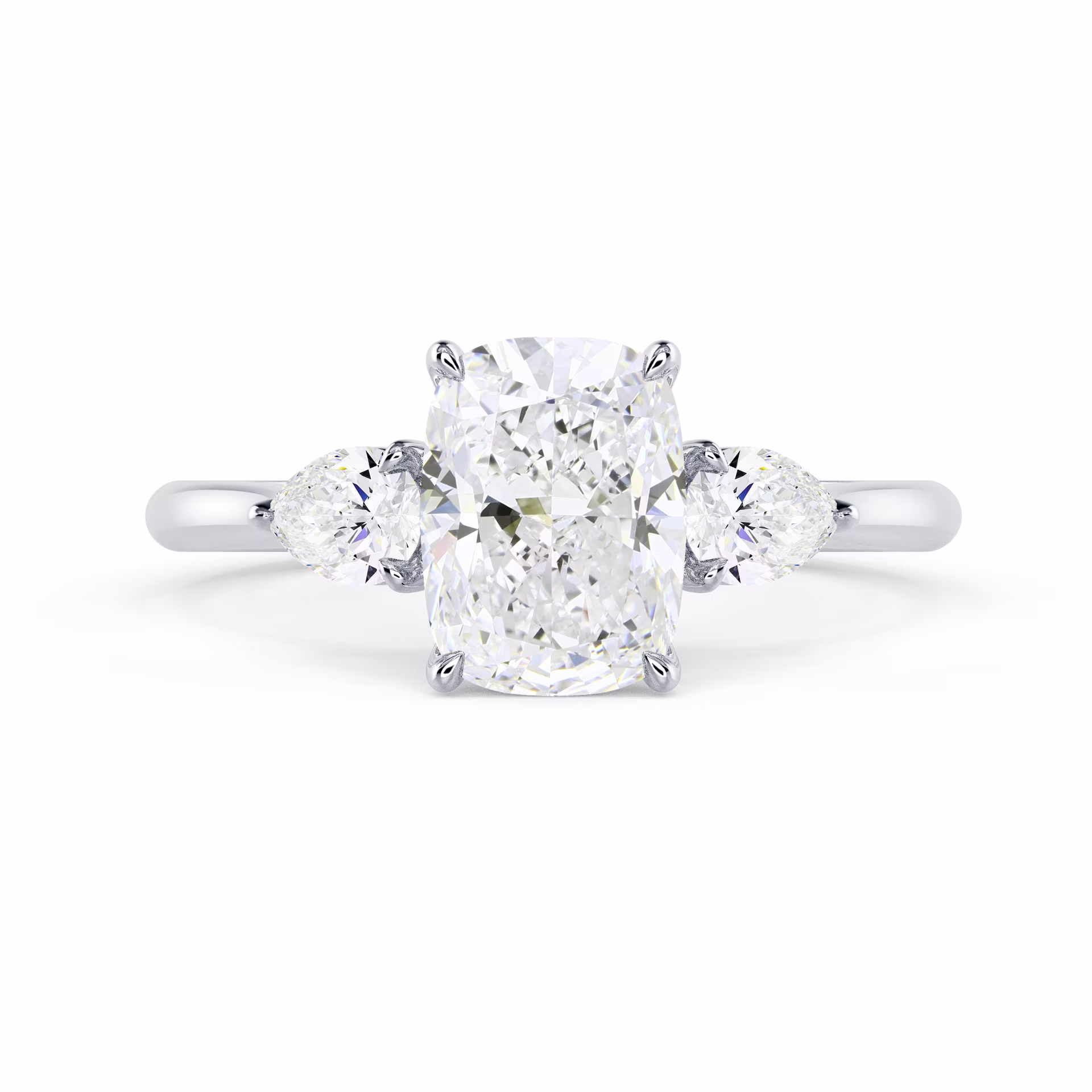 White Gold Cushion and Pear Setting featuring Hand Selected Diamonds (Main View)