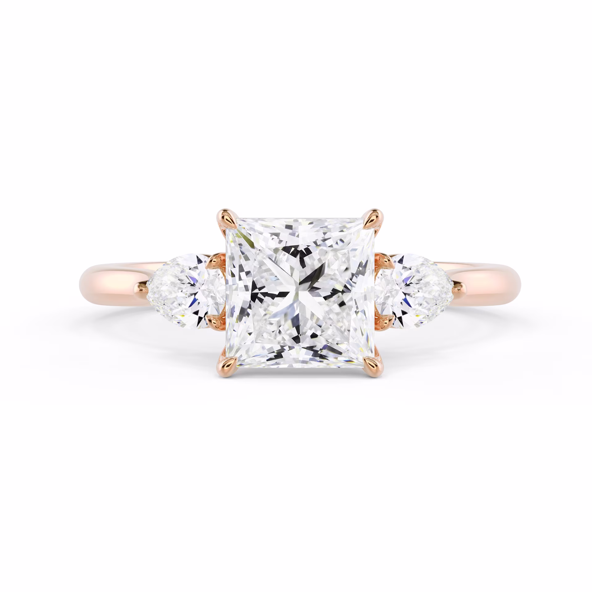 Rose Gold Princess and Pear Setting featuring High Quality Diamonds (Main View)