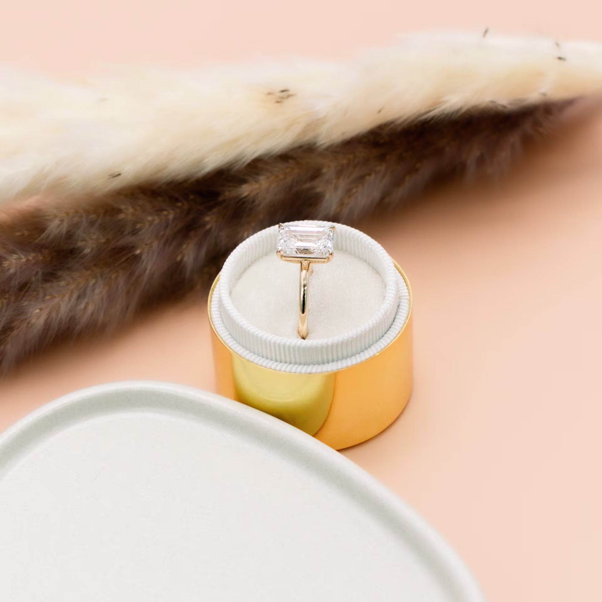 3.5 ctw Lab Diamonds set in Yellow Gold Emerald Petite Four Prong Solitaire (Side View)