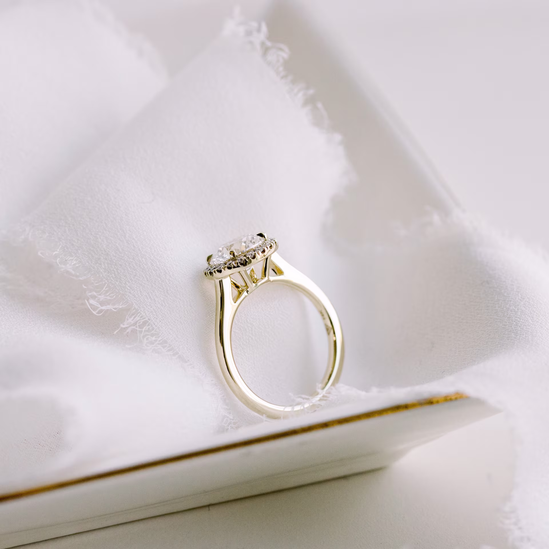 1.75 ctw Diamonds Round Single Halo Setting in Yellow Gold (Profile View)