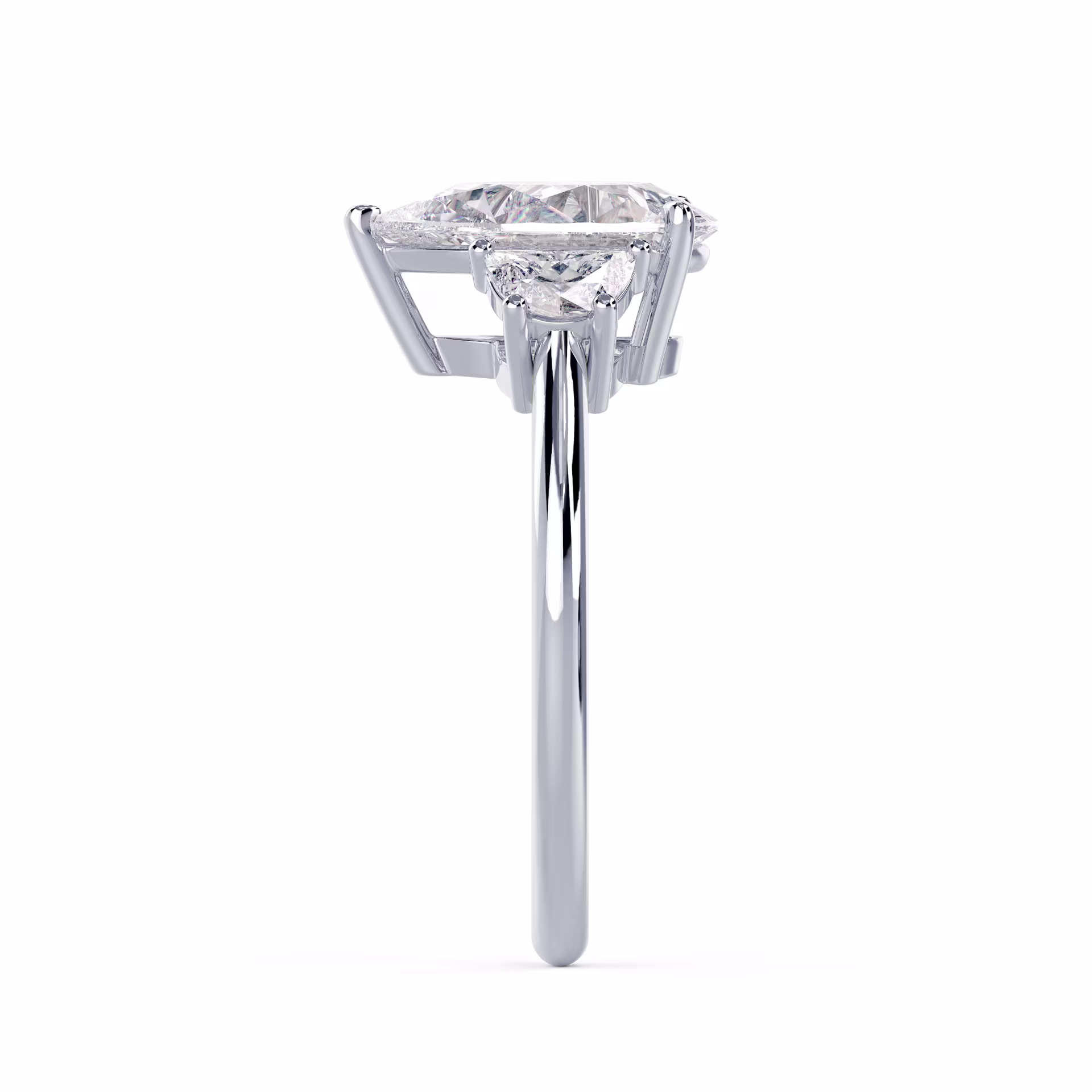 Created Diamonds Pear and Half Moon Setting in White Gold (Side View)