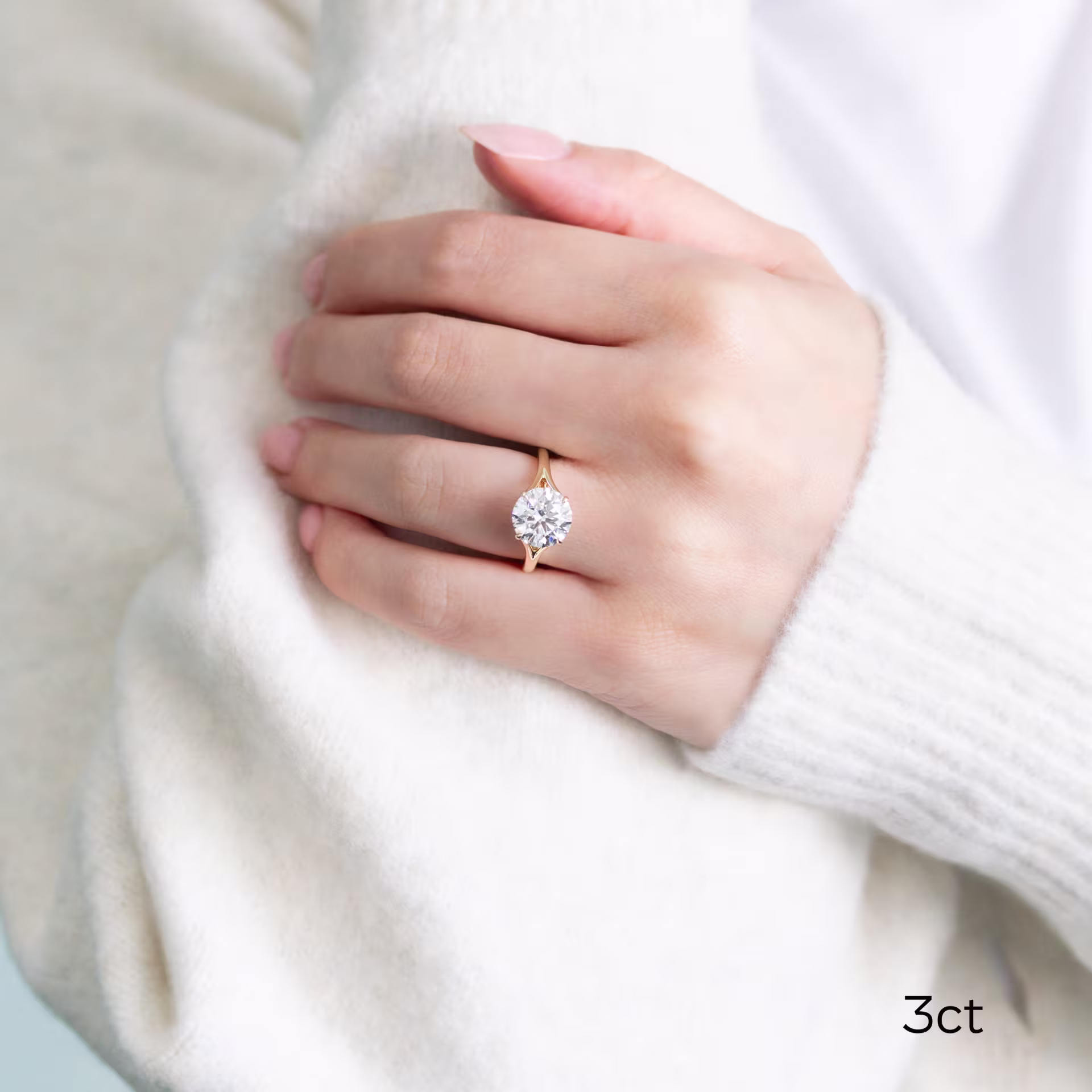 3.0 ctw Diamonds Split Shank Solitaire Diamond Engagement Ring in Yellow Gold (Main View)