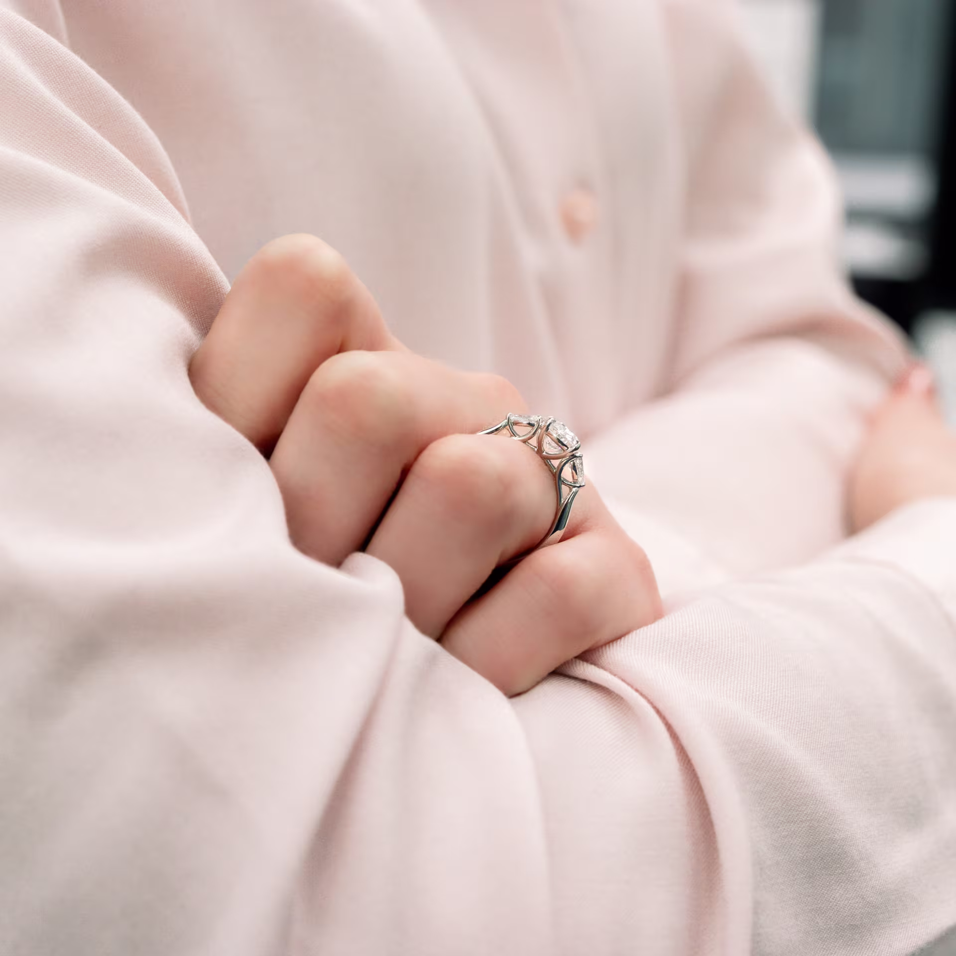 High Quality 2.0 Carat Lab Diamonds Oval and Pear Setting in Platinum (Profile View)