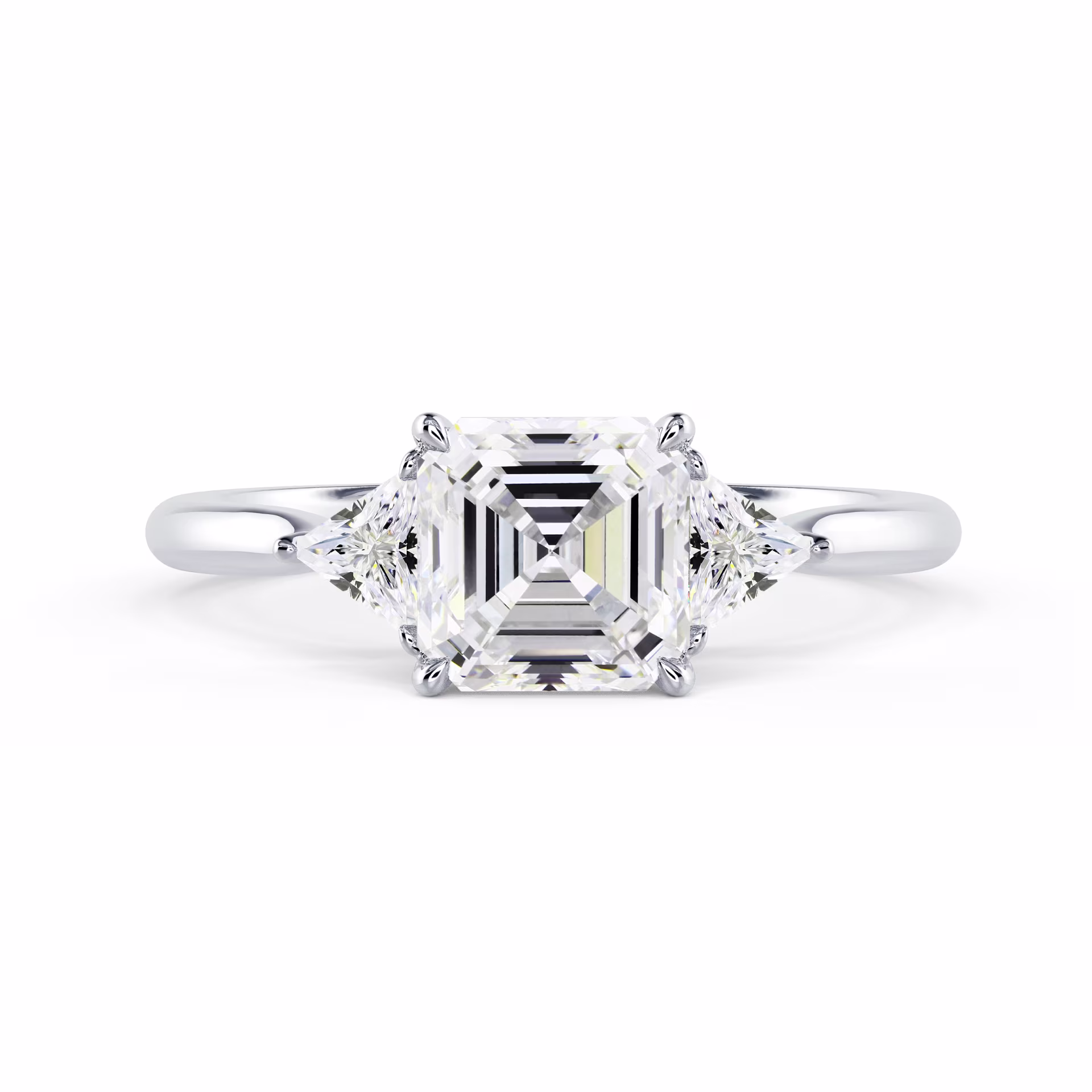White Gold Asscher and Trillion Setting featuring Lab Grown Diamonds (Main View)