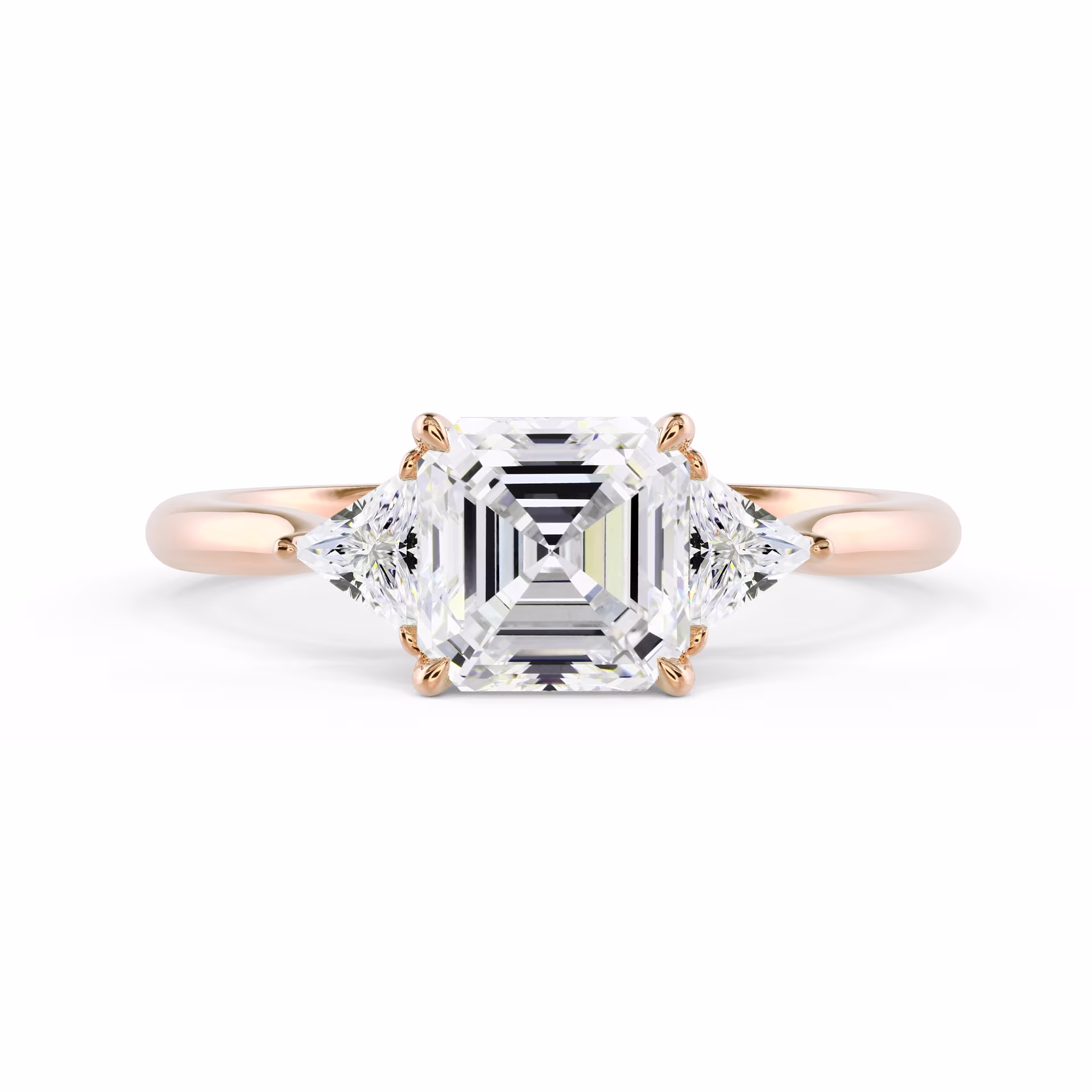 Rose Gold Asscher and Trillion Setting featuring Exceptional Quality Lab Diamonds (Main View)