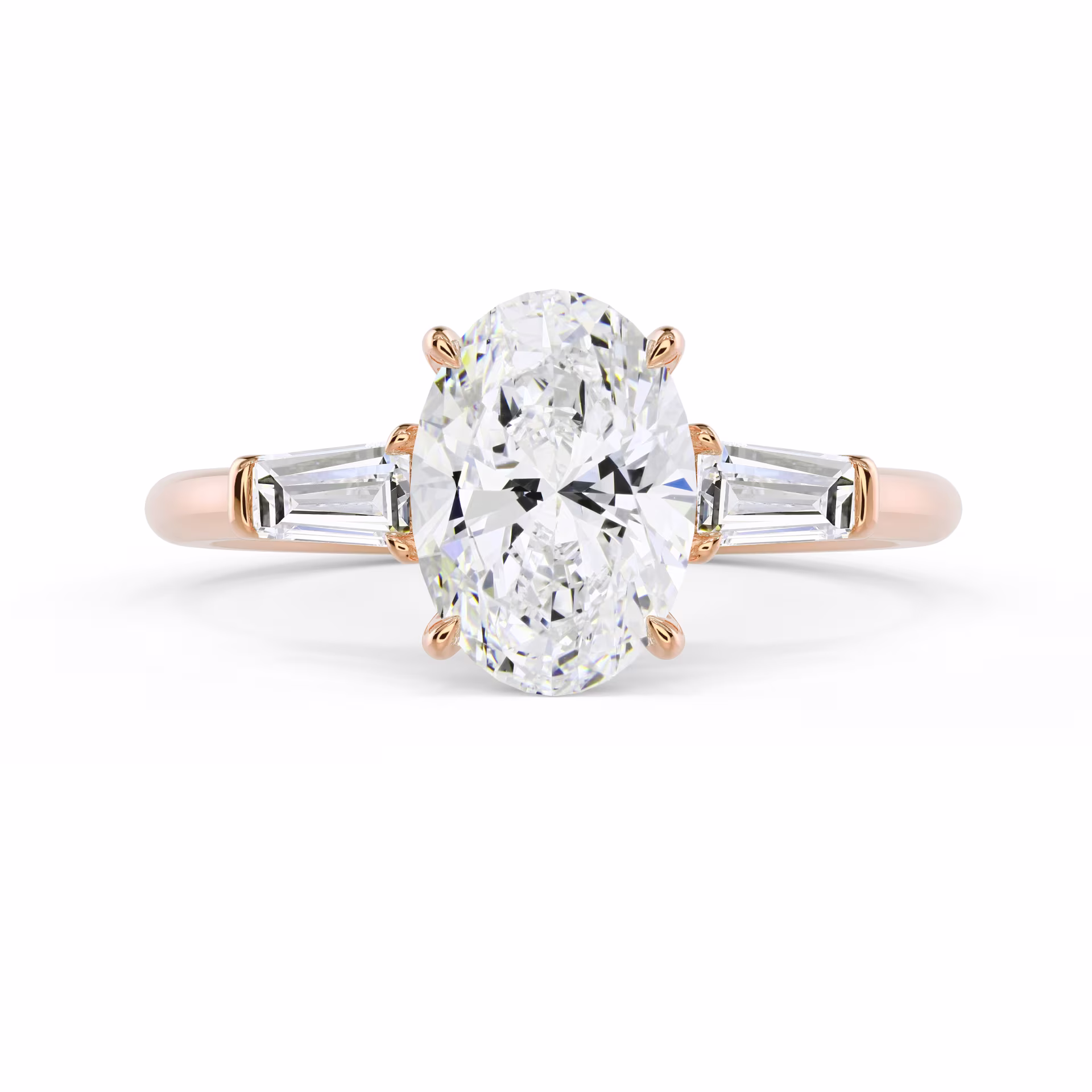 Rose Gold Oval and Baguette Setting featuring Lab Diamonds (Main View)