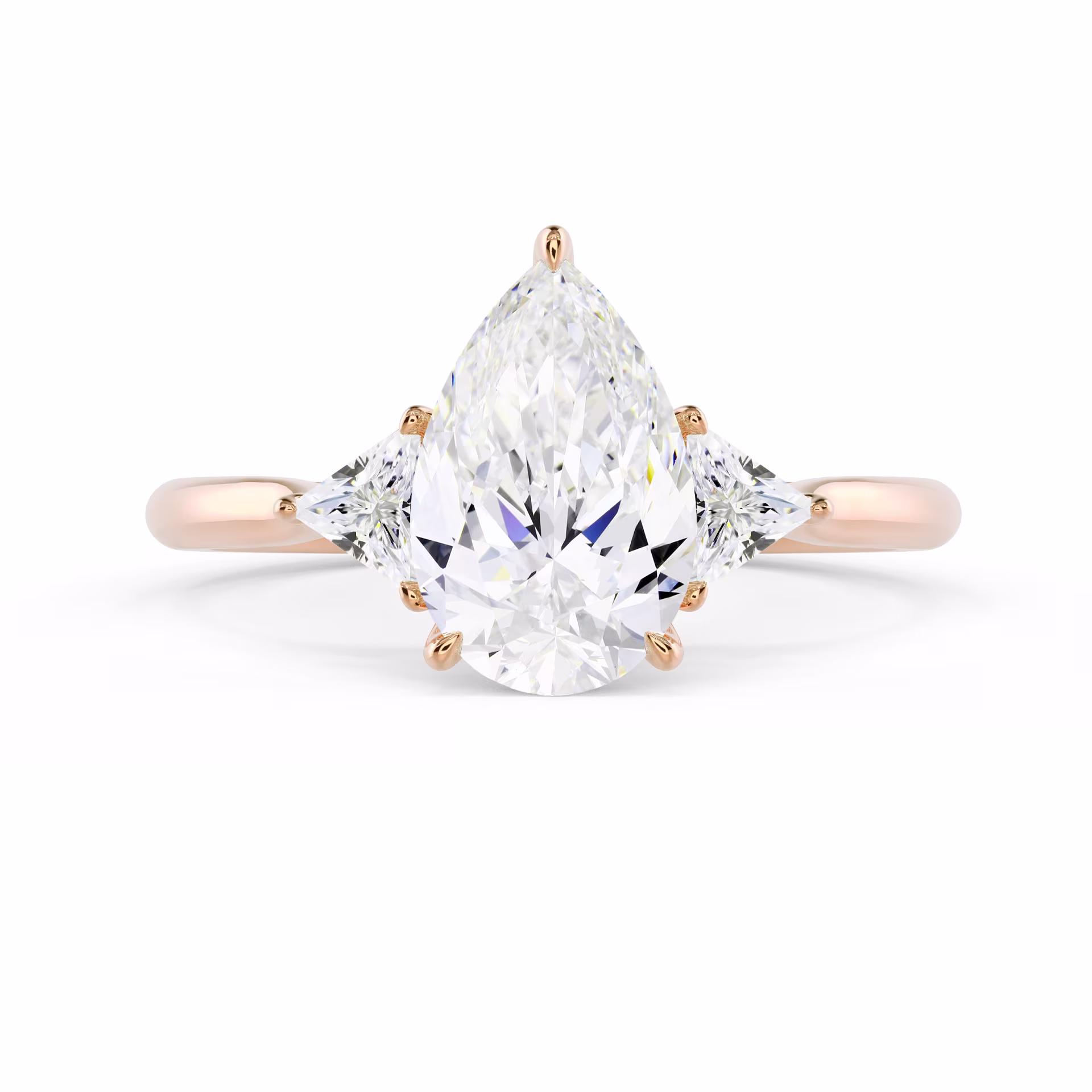 Rose Gold Pear and Trillion Setting featuring Lab Diamonds (Main View)