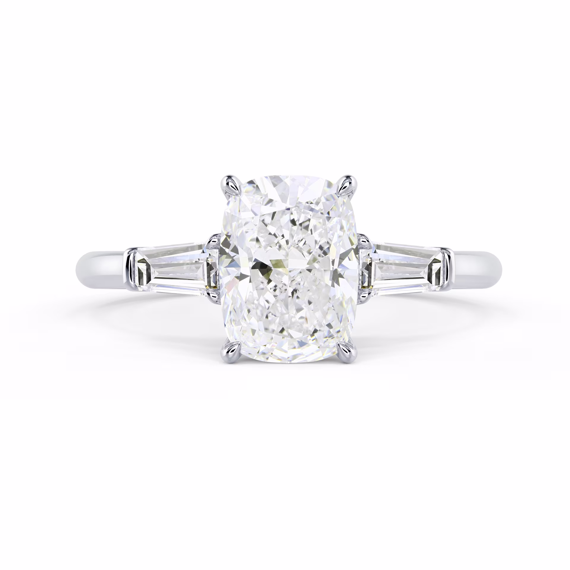 Lab Diamonds set in White Gold Cushion and Baguette Setting (Main View)