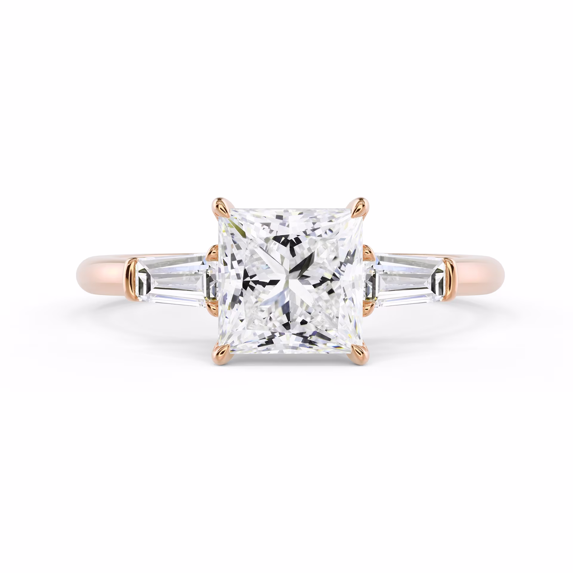 Diamonds set in Rose Gold Princess and Baguette Setting (Main View)
