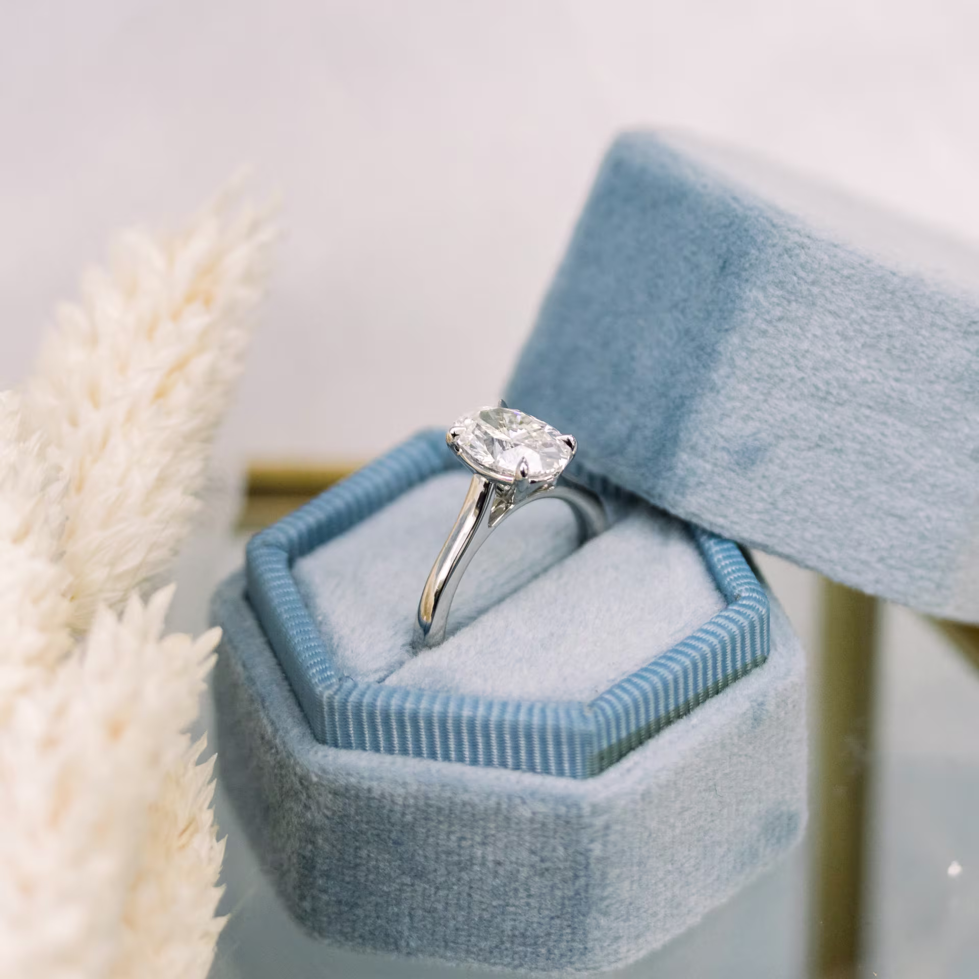 1.5 ct Diamonds set in Platinum Oval Cathedral Solitaire (Side View)