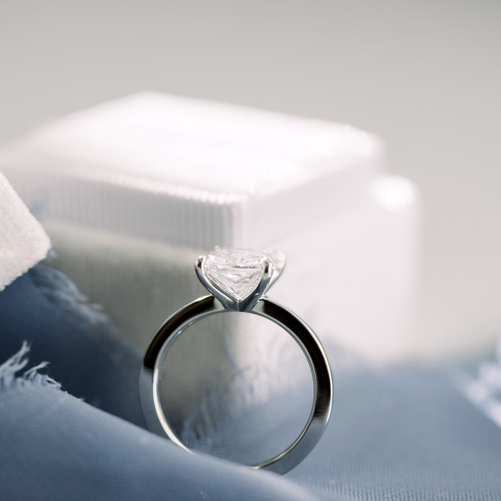 Platinum Radiant Classic Four Prong Solitaire featuring 3.0 Carat Lab Created Diamonds (Profile View)