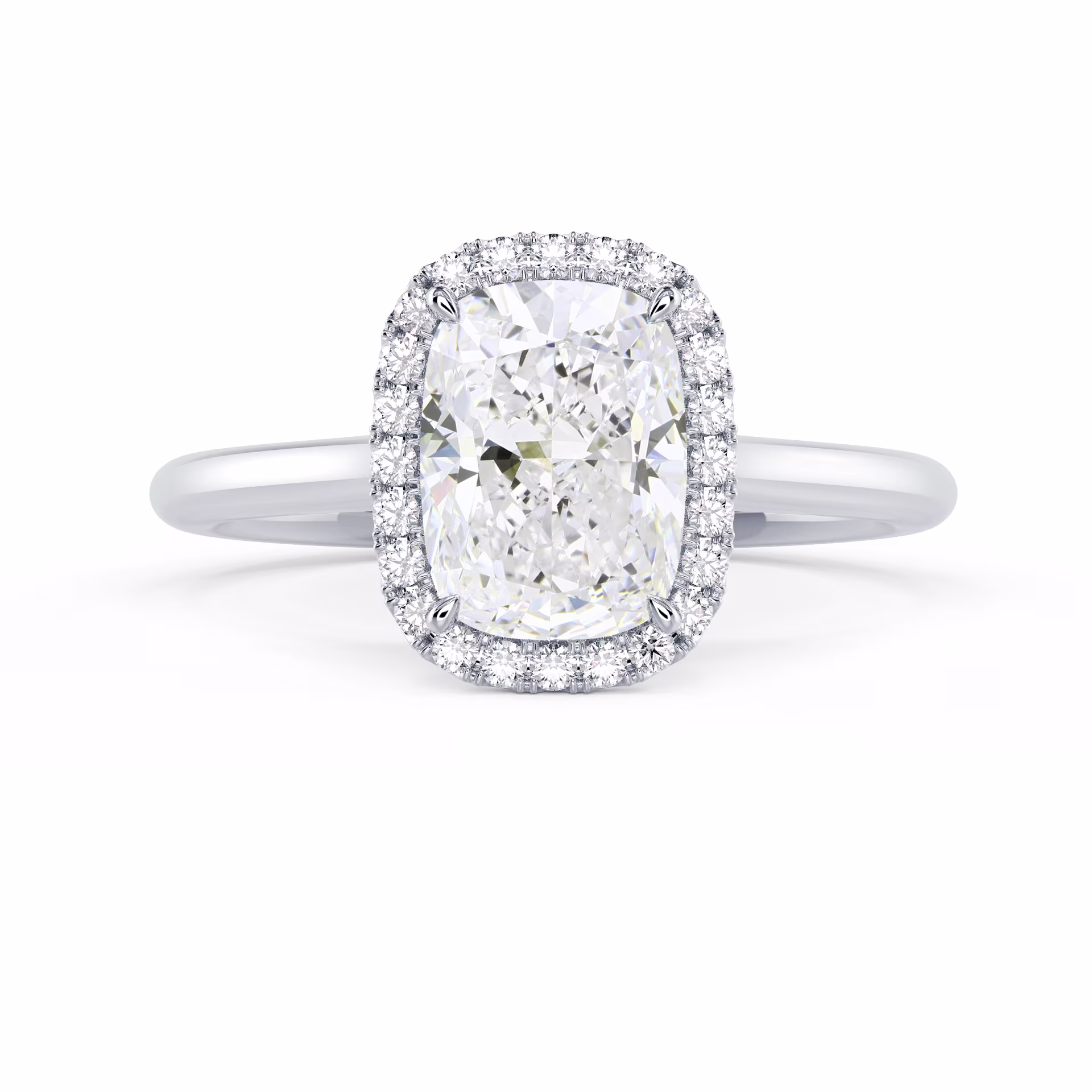 White Gold Cushion Single Halo Setting featuring Lab Diamonds (Main View)
