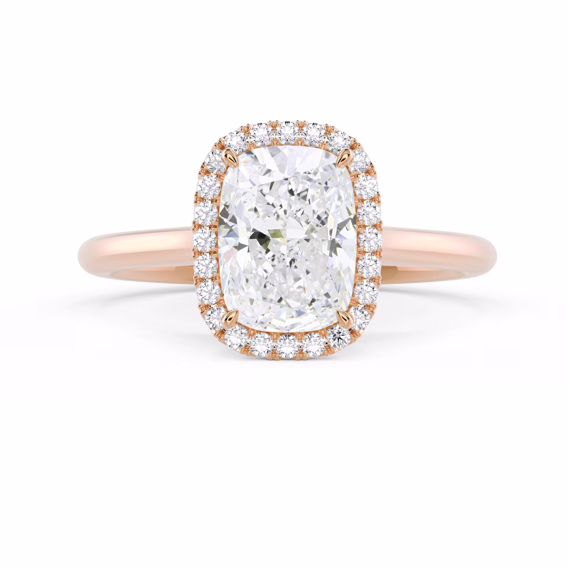 Diamonds Cushion Single Halo Diamond Engagement Ring in Rose Gold (Main View)