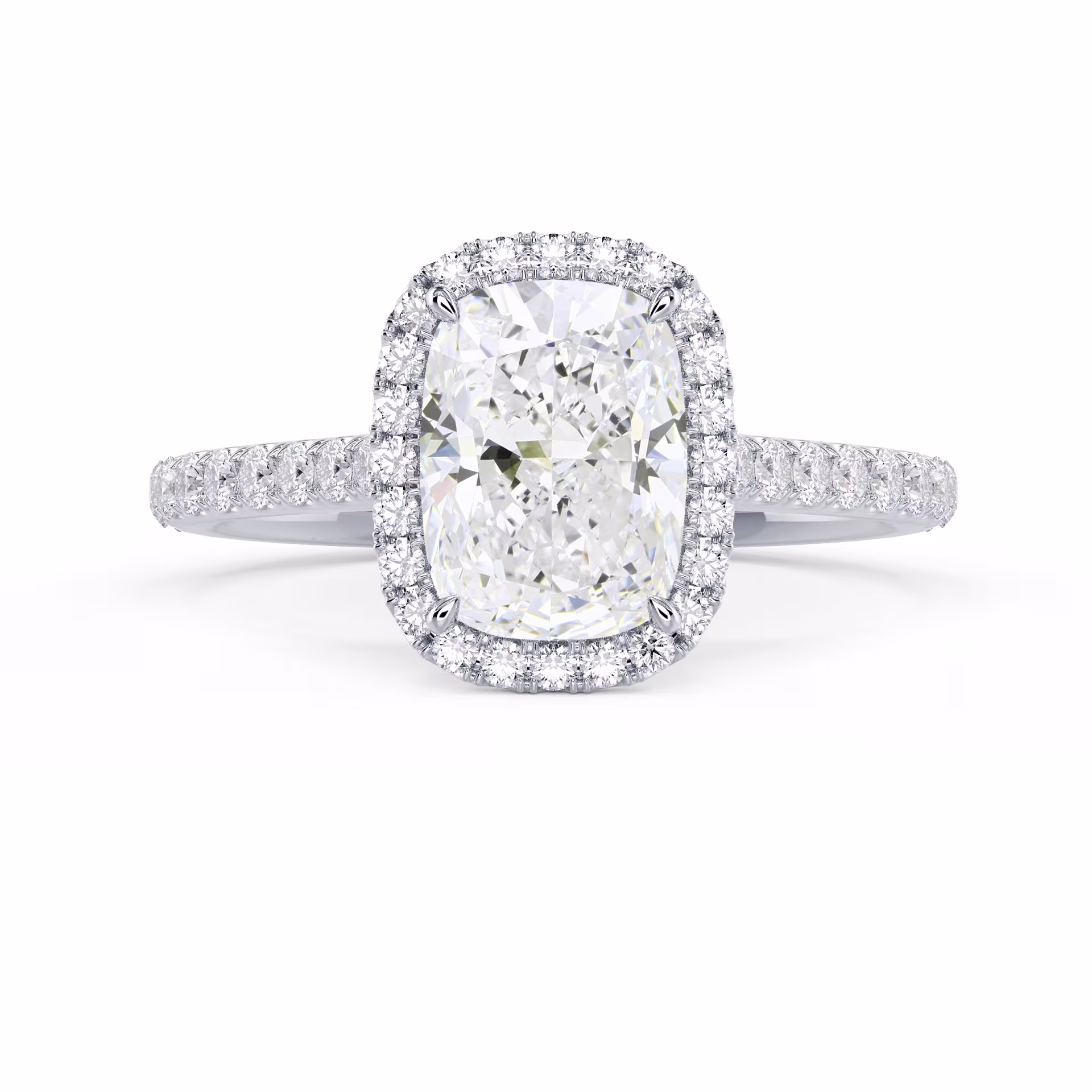 White Gold Cushion Halo Pavé Setting featuring Exceptional Quality Diamonds (Main View)