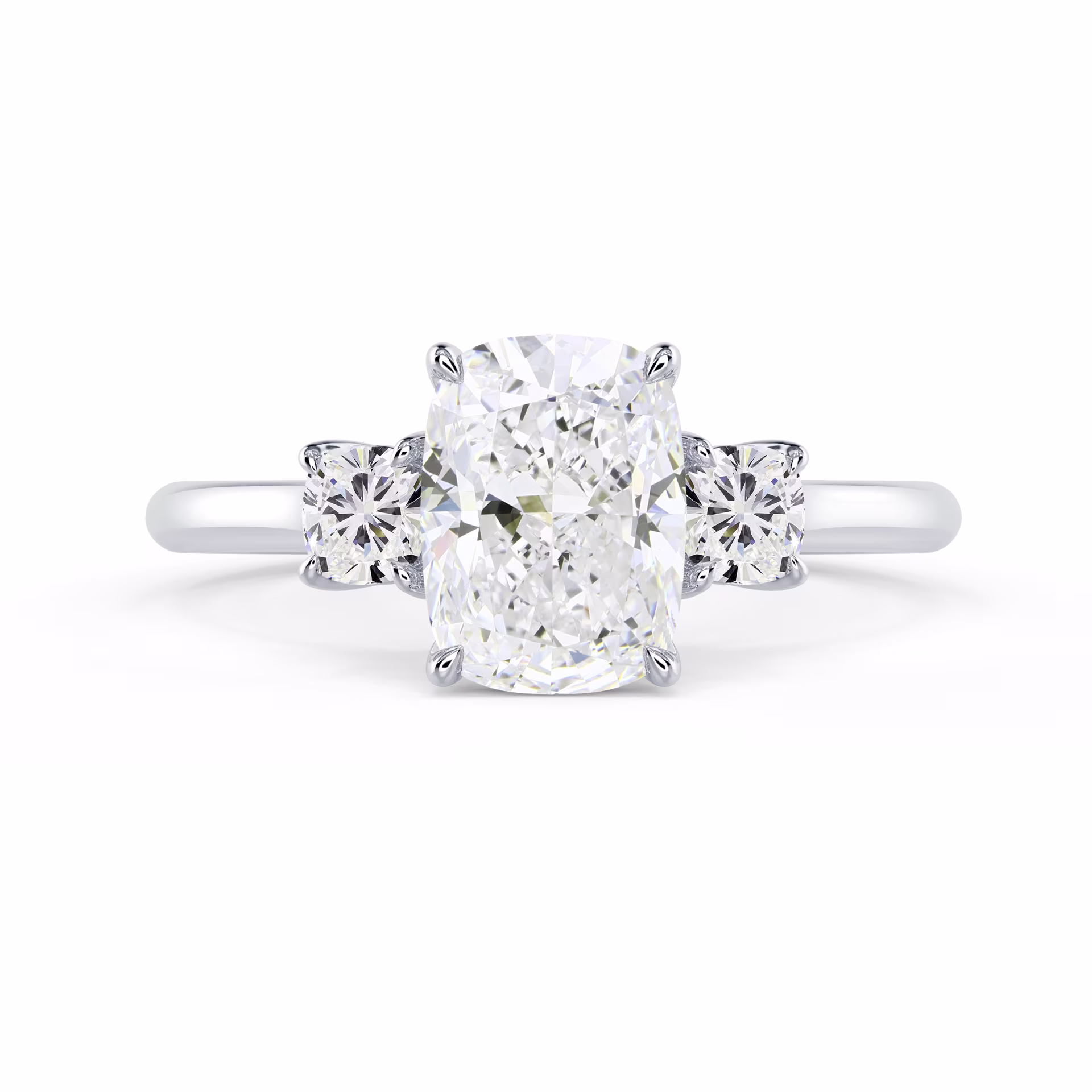 White Gold Cushion Three Stone Setting featuring 2.0 ctw Diamonds (Main View)