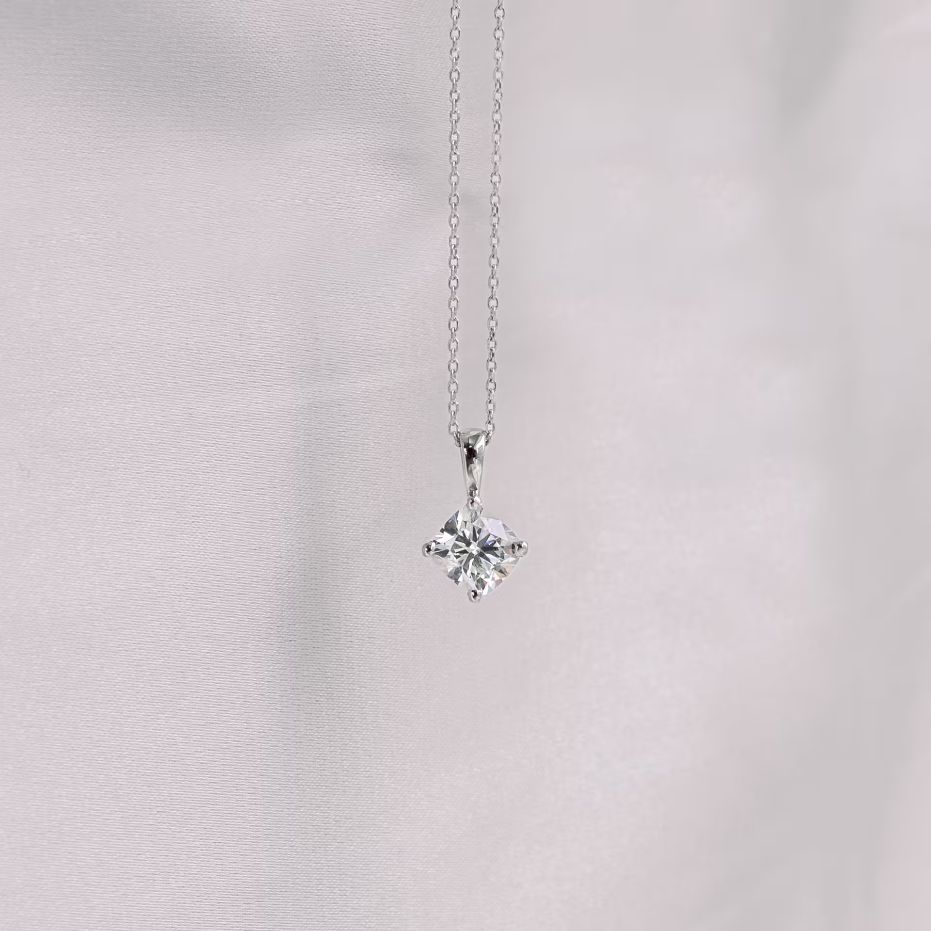 1.5 Carat Diamonds set in 14k White Gold 1.5ctw Cushion Cut Diamond Pendant in 14k White Gold (Main View)