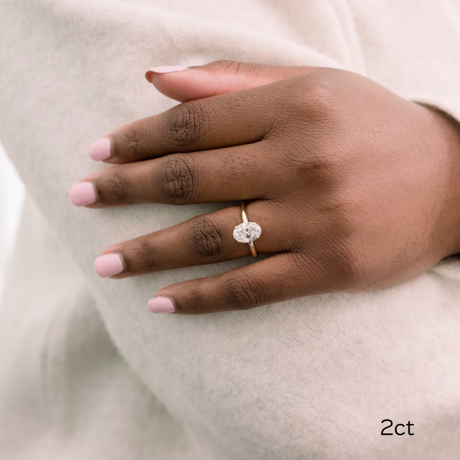 Yellow Gold Oval Classic Four Prong Solitaire featuring Hand Selected 2.0 ctw Created Diamonds (Main View)