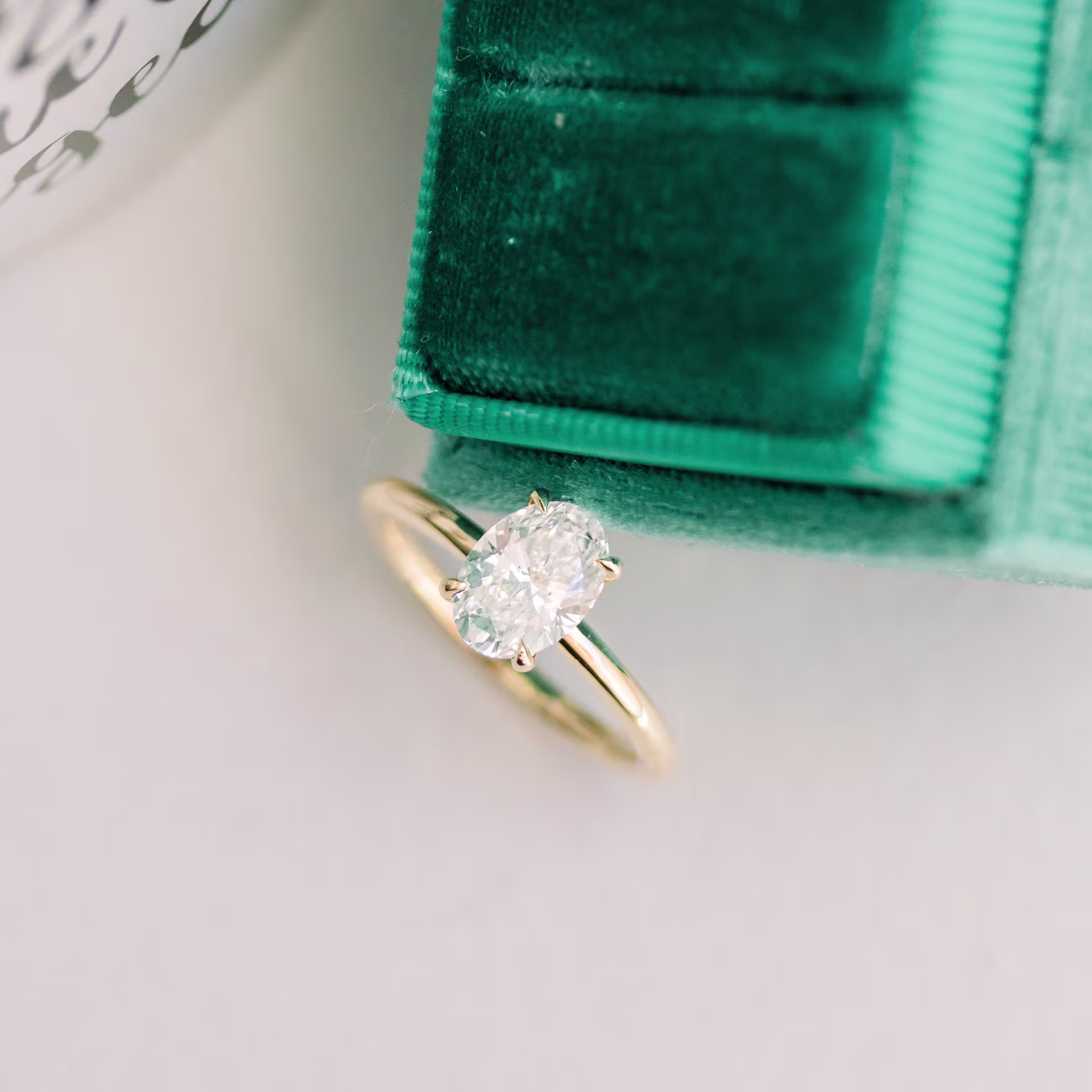 Lab Diamonds Oval Classic Four Prong Solitaire Diamond Engagement Ring in Yellow Gold (Main View)