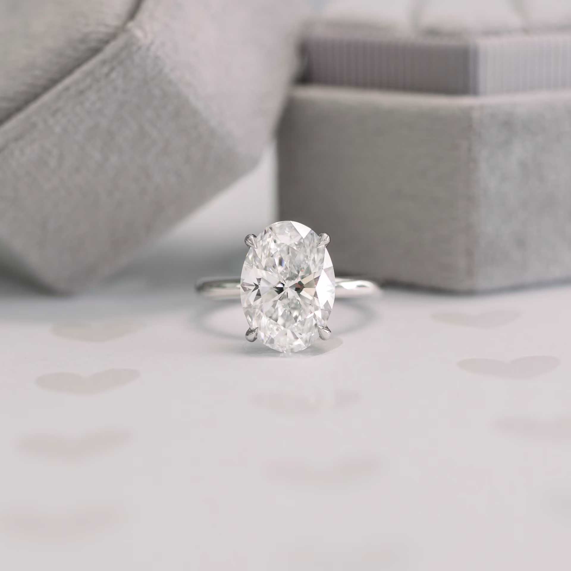 4.25 ct Man Made Diamonds set in Platinum Oval Petite Four Prong Solitaire Diamond Engagement Ring (Main View)