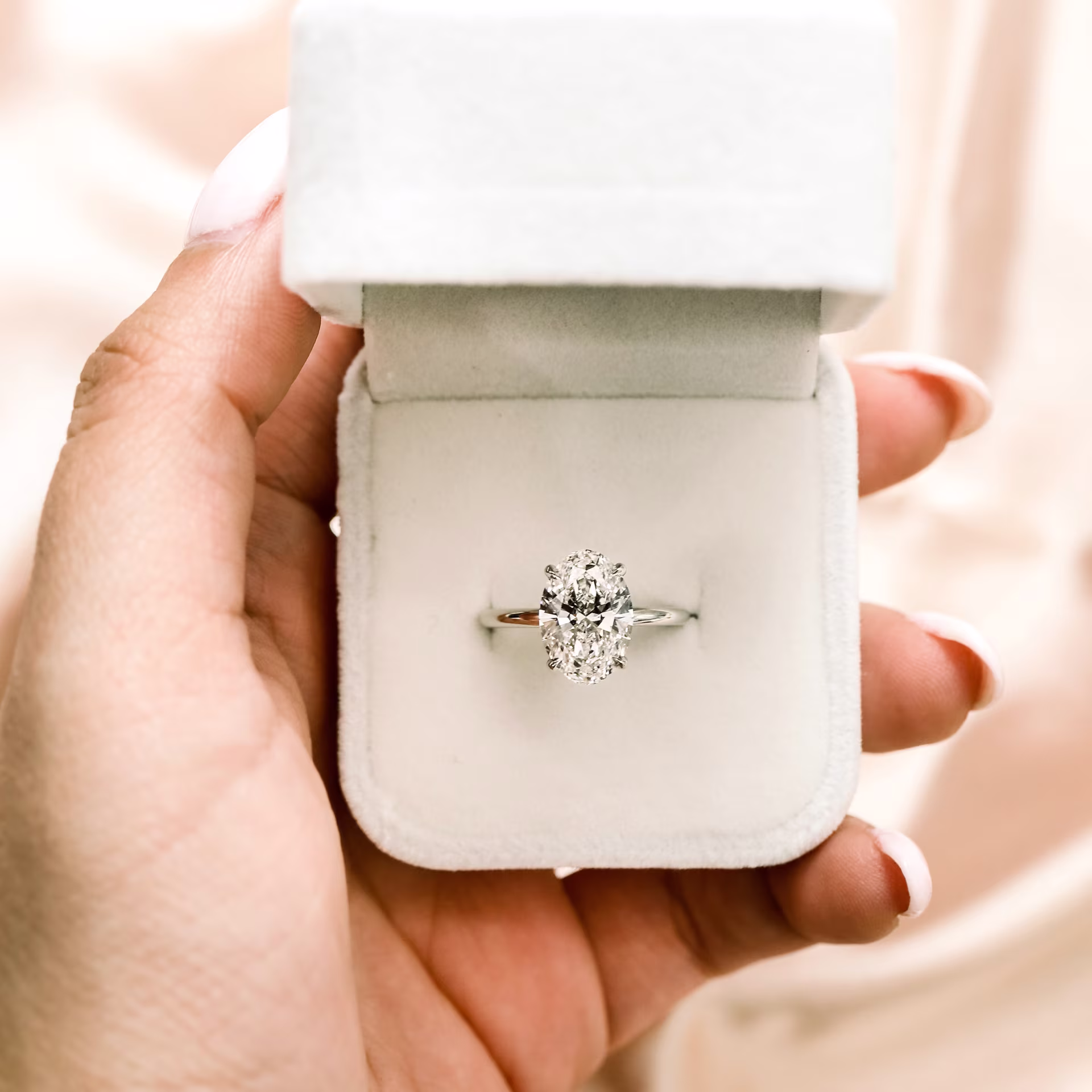 3.5 Carat Lab Diamonds Oval Petite Four Prong Solitaire in Platinum (Main View)