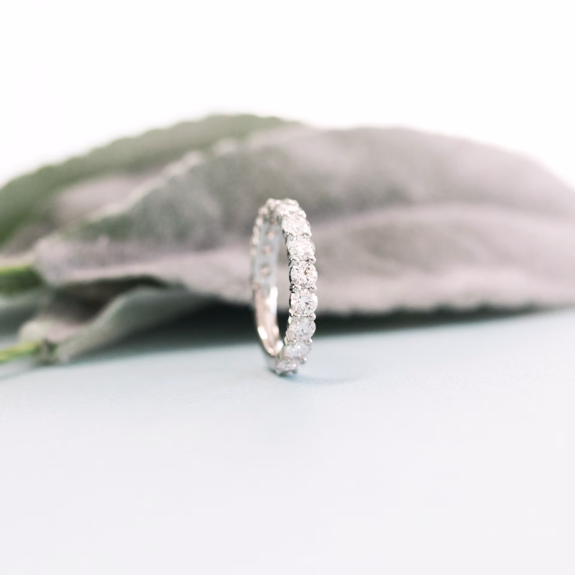 Exceptional Quality 1.65 ct Round Lab Diamonds set in Platinum Prong Set Three Quarter Band (Side View)