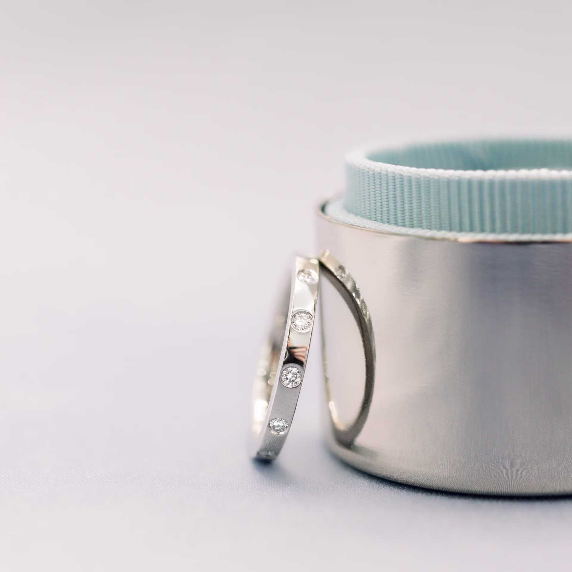 Platinum Flat Flush Set Three Quarter Band featuring 0.25 Carat Round Brilliant Diamonds (Side View)