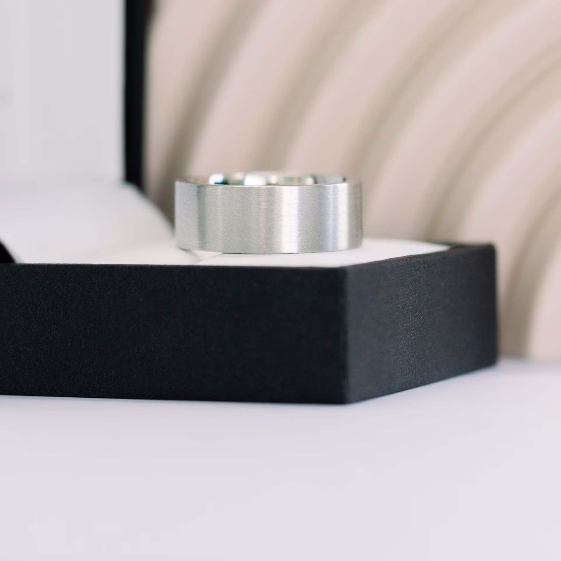 Exceptional Quality Lab Diamonds set in Platinum Matte Flat Ring (Main View)