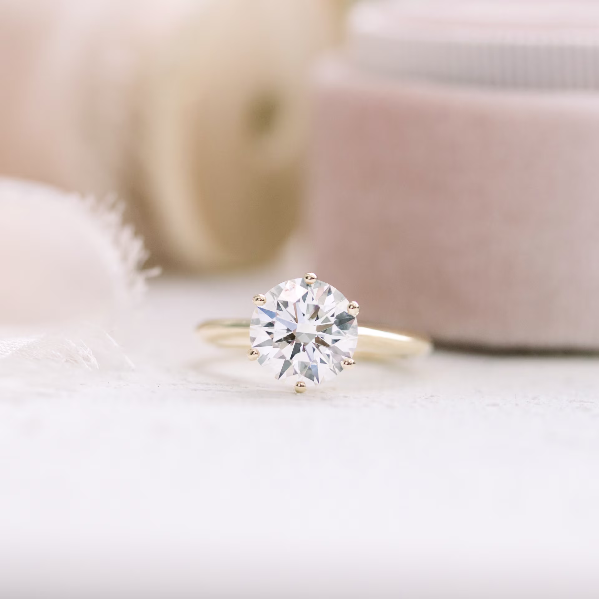 Yellow Gold Round Classic Six Prong Solitaire featuring 2.0 Carat Diamonds (Main View)