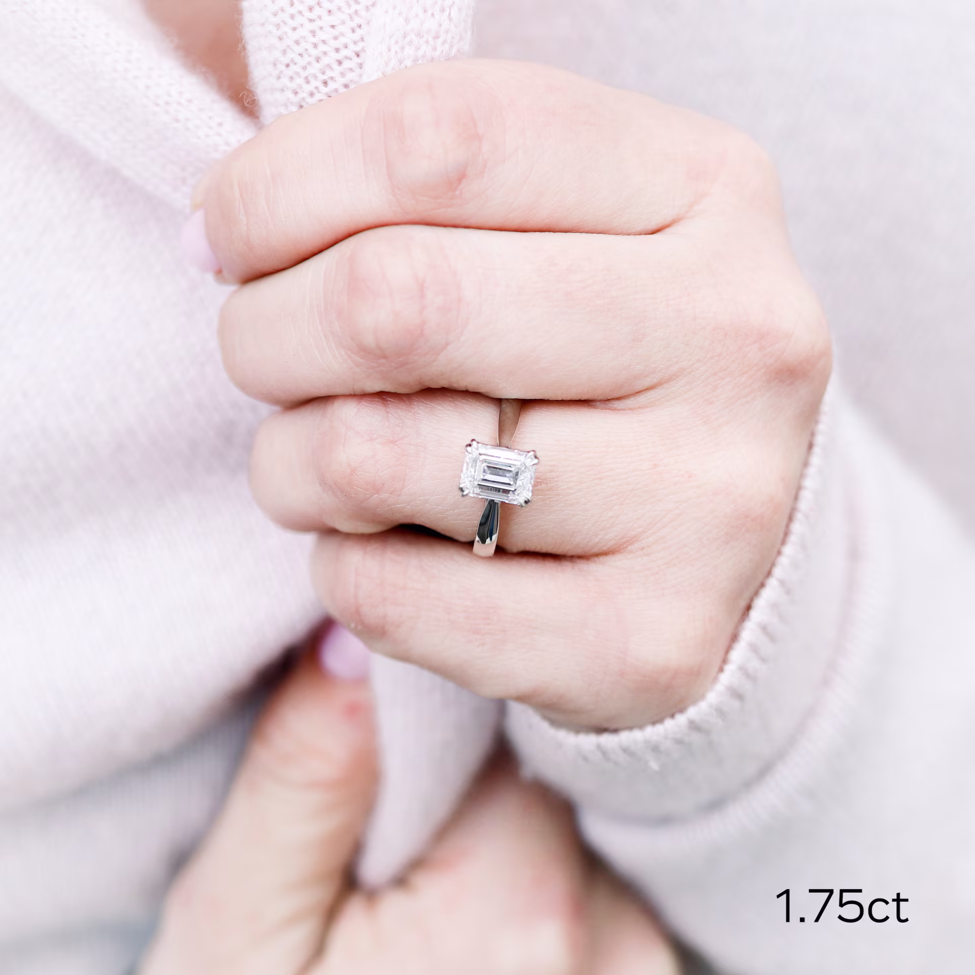 Exceptional Quality 1.75 ct Diamonds Emerald Cathedral Solitaire Diamond Engagement Ring in Platinum (Main View)