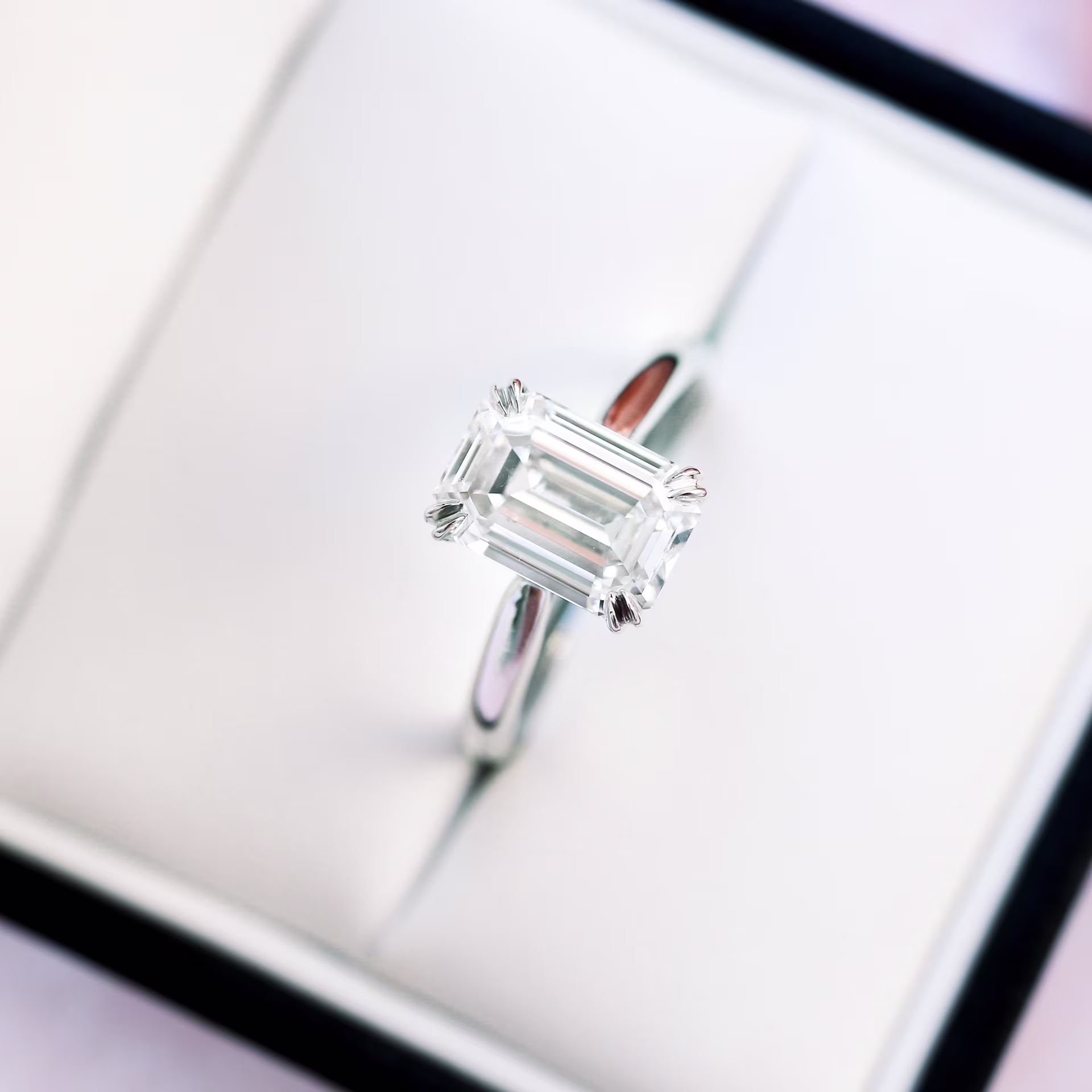 Platinum Emerald Cathedral Solitaire featuring 2.0 ct Lab Diamonds (Main View)