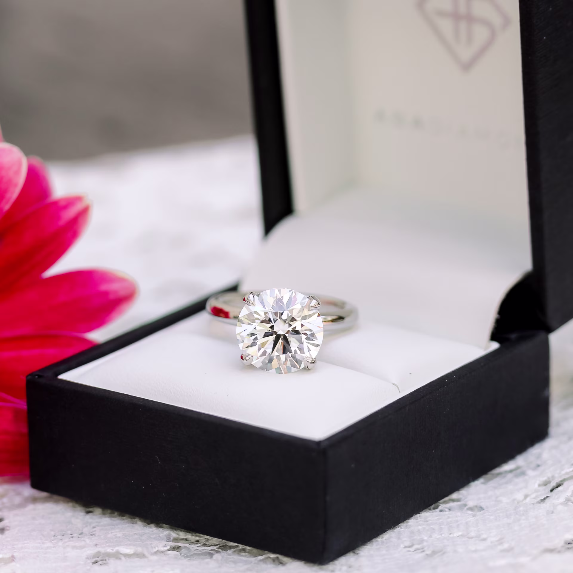 High Quality 5.0 Carat Lab Diamonds set in Platinum Round Classic Four Prong Solitaire (Main View)