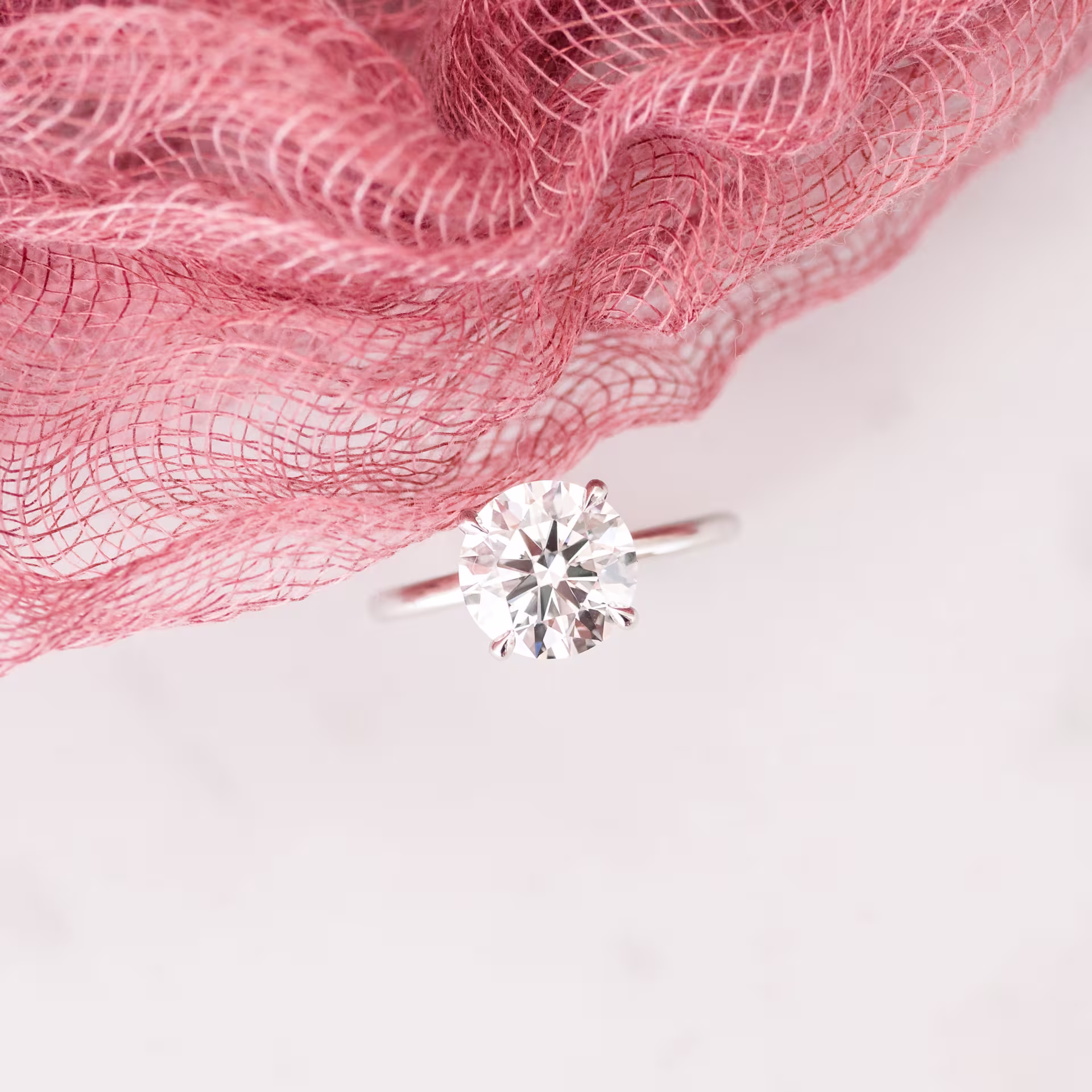 2.75 ctw Synthetic Diamonds Round Classic Four Prong Solitaire Diamond Engagement Ring in Platinum (Main View)