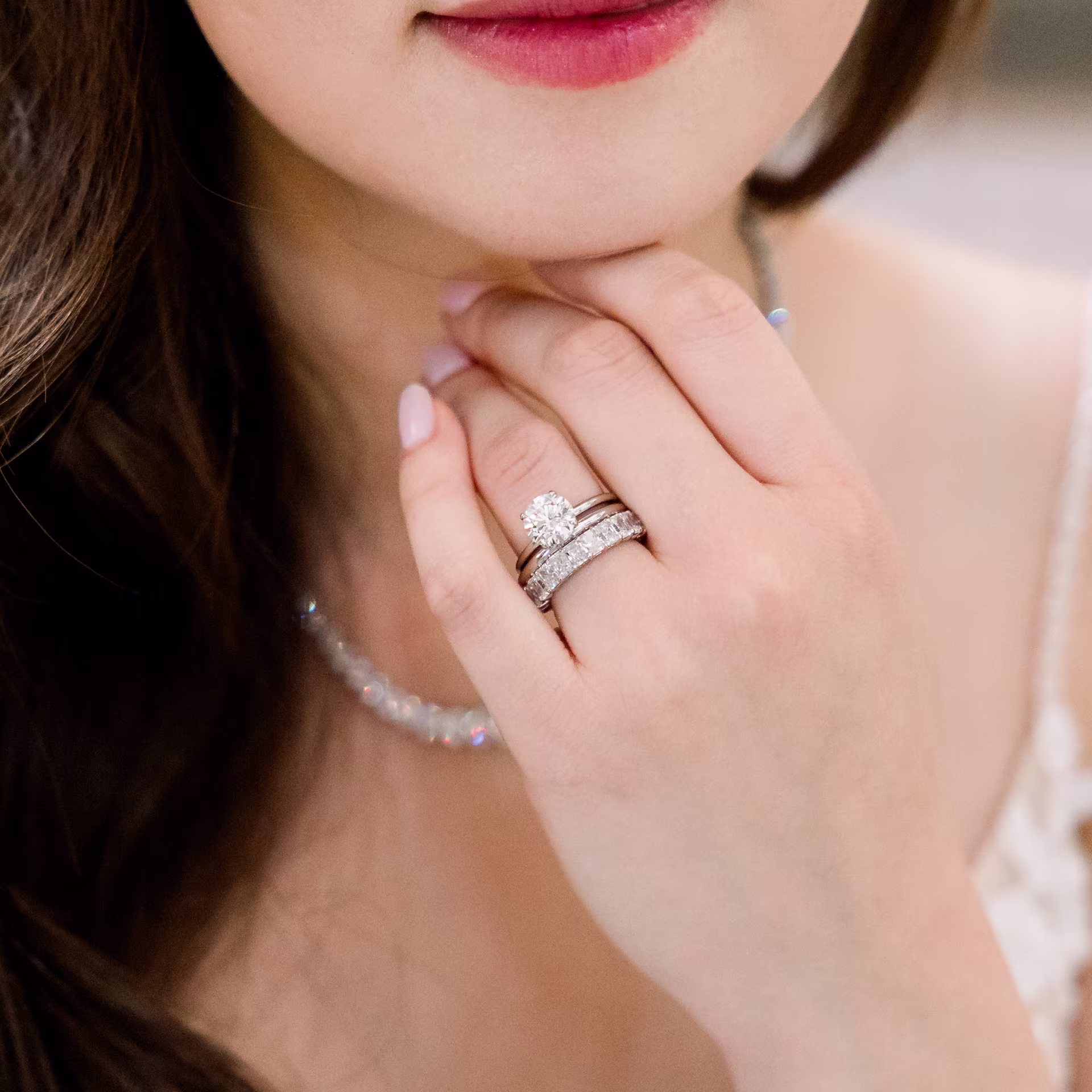 White Gold Round Petite Four Prong Solitaire featuring 4.5 ct Diamonds (Profile View)