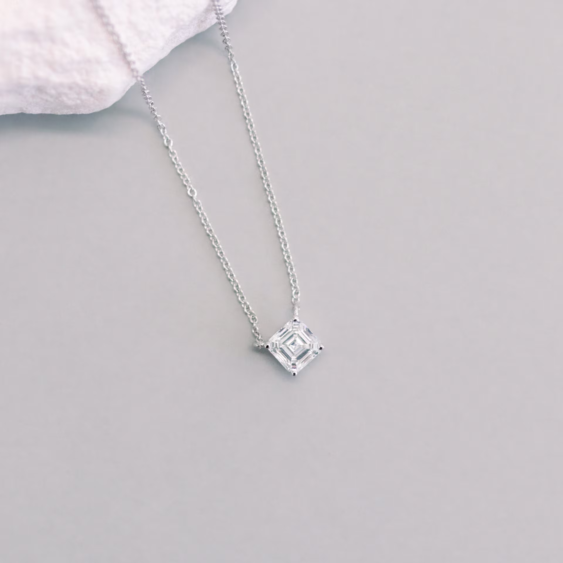 Lab Diamonds set in Floating Asscher Diamond Pendant (Main View)