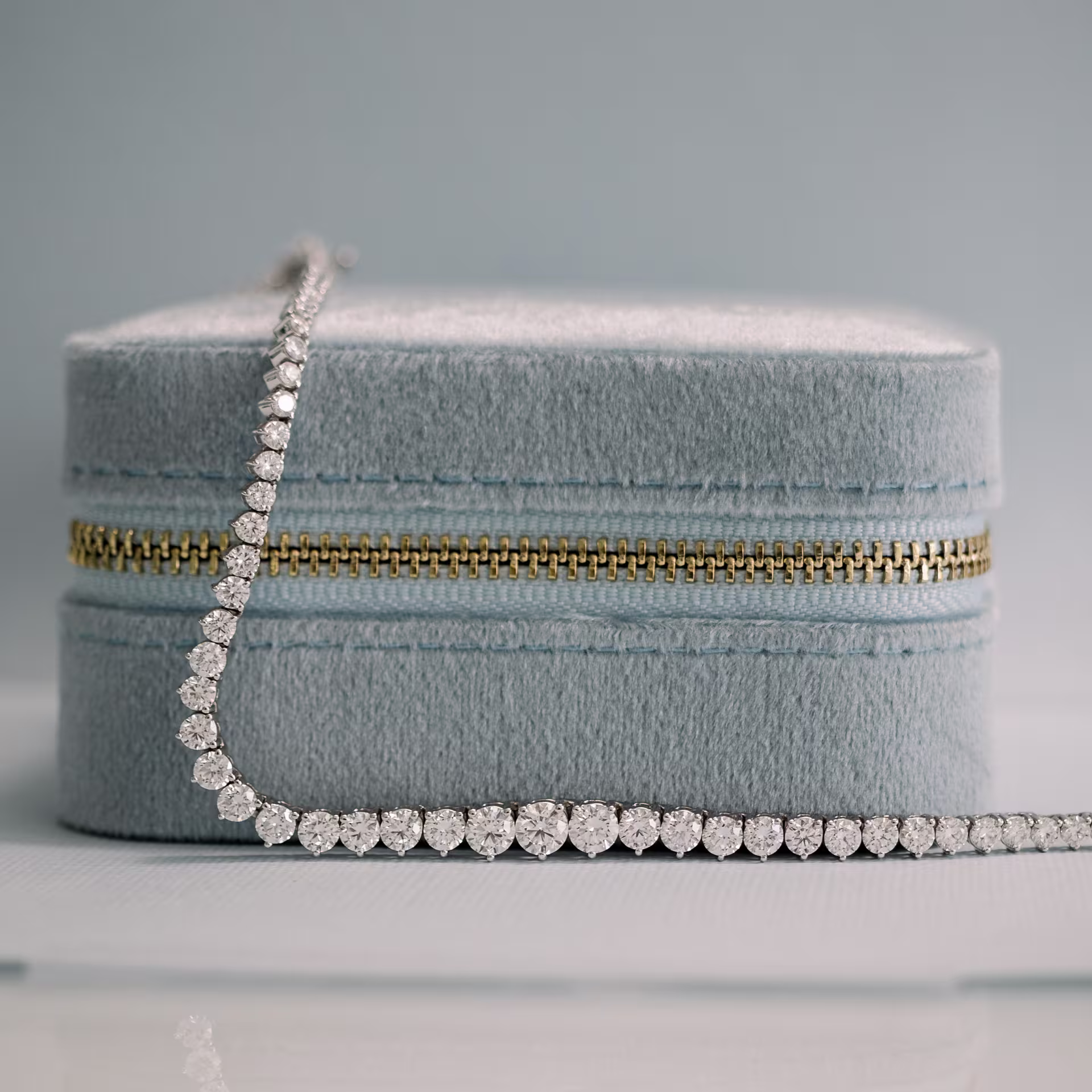 14kt White Gold 12ctw Diamond Riviera Choker in 14k White Gold featuring 12.0 ct Round Brilliant Lab Diamonds (Main View)