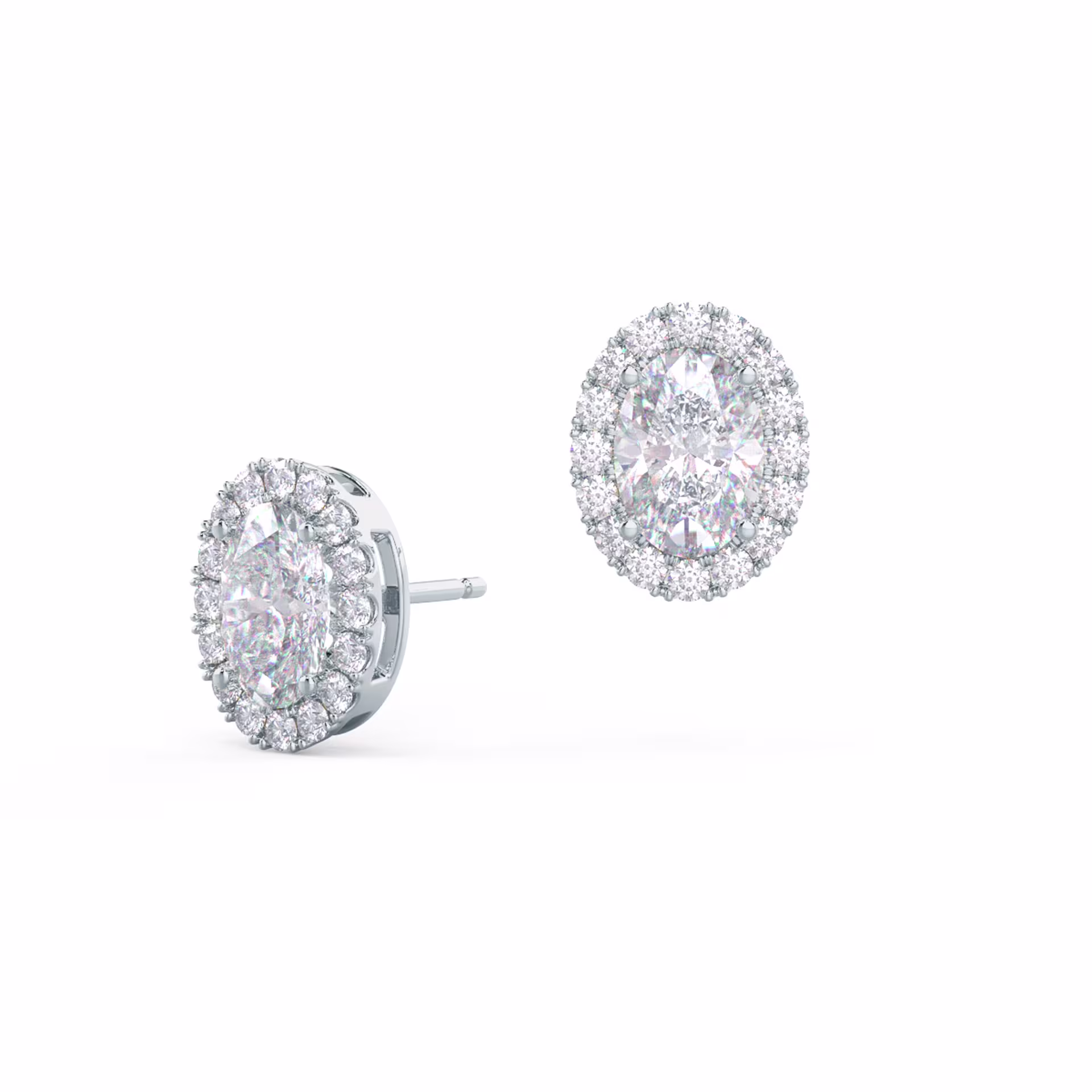 0.85 ctw Diamonds set in Platinum 0.85ctw Halo Oval Diamond Stud Earrings in Platinum (Main View)