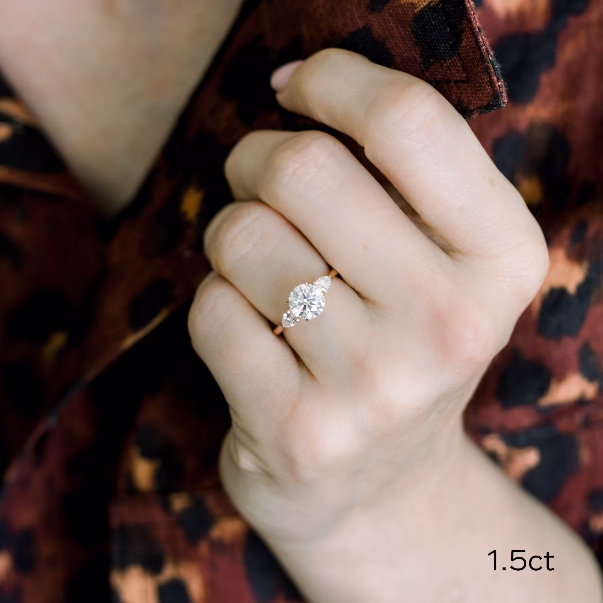 Rose Gold Round and Pear Setting featuring Hand Selected 1.25 ctw Synthetic Diamonds (Main View)