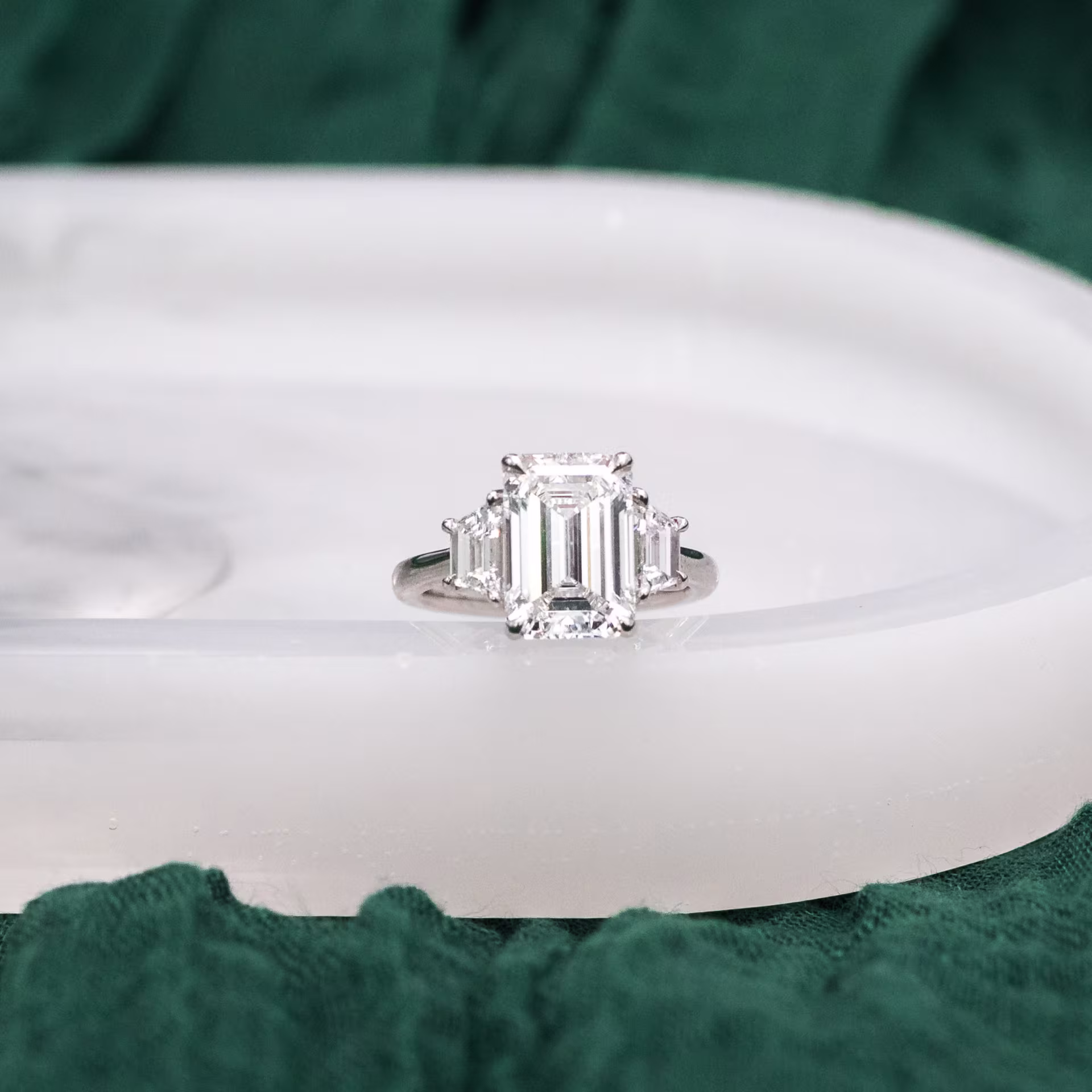 Platinum Emerald and Trapezoid Setting featuring 4.0 ctw Lab Grown Diamonds (Main View)