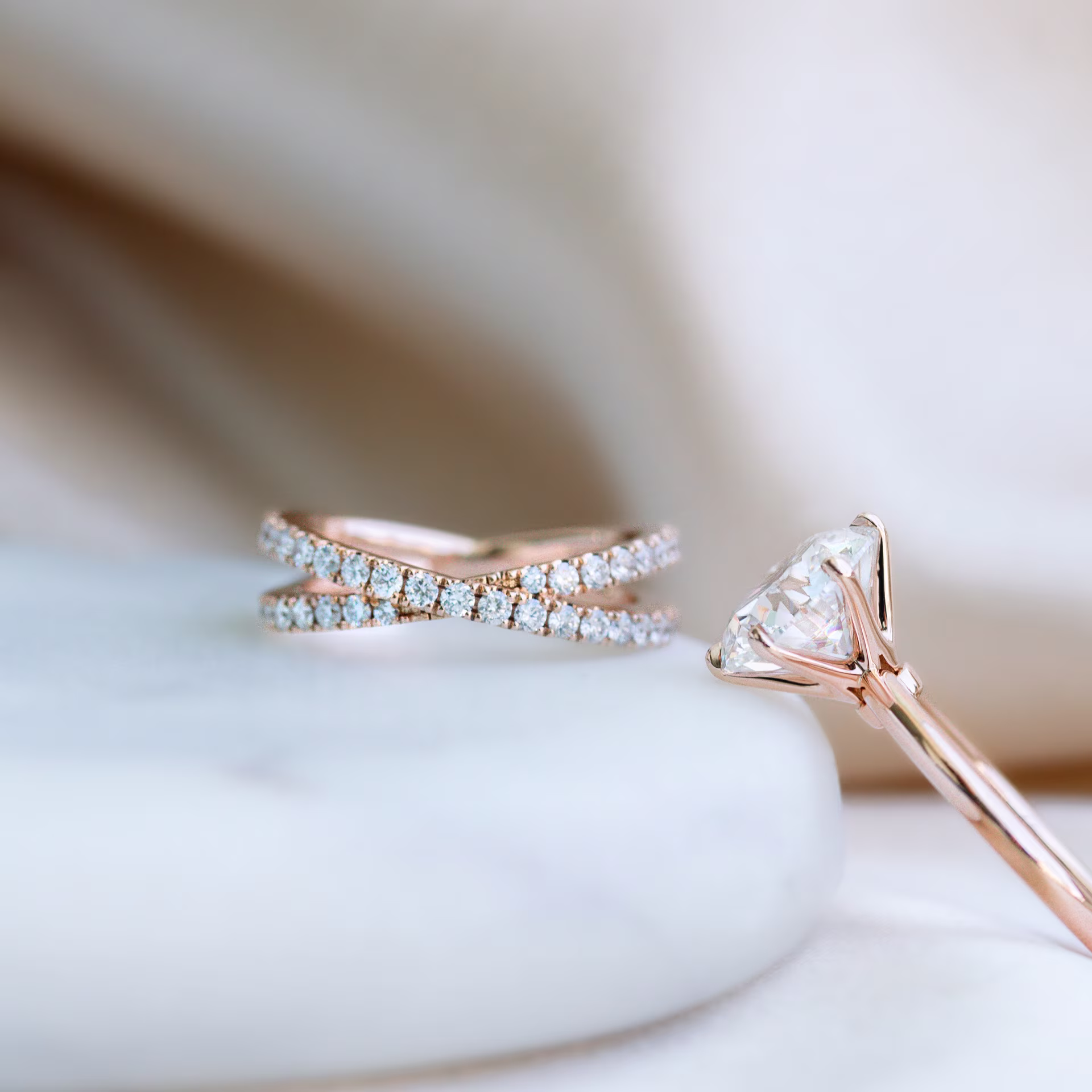 Exceptional Quality 0.75 ctw Lab Diamonds set in 18k Rose Gold 0.75ctw Diamond X Wedding Band in 18k Rose Gold (Main View)